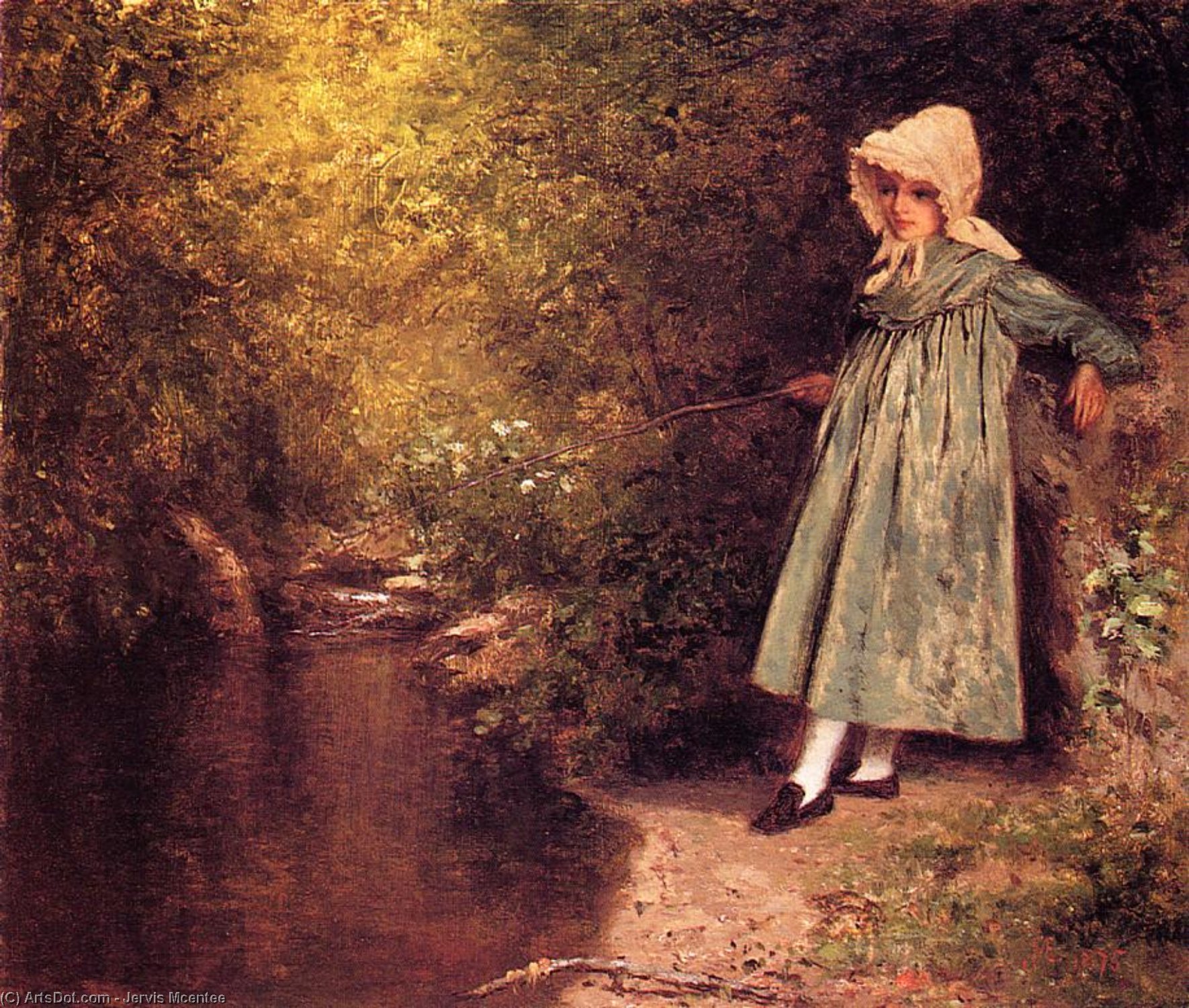Order Oil Painting Replica My Little Fisher Girl, 1875 by Jervis Mcentee (1828-1891, United States) | ArtsDot.com