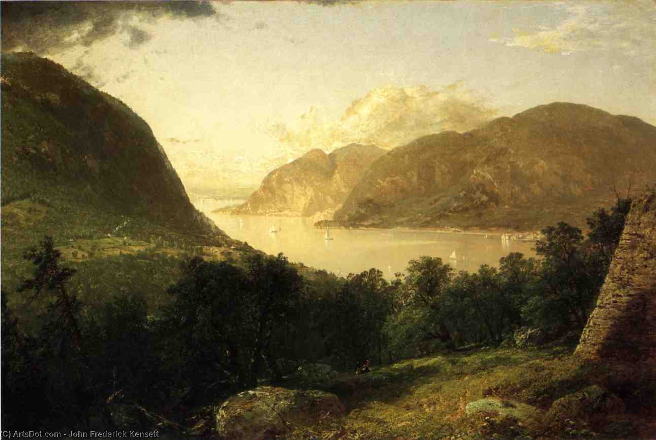 Buy Museum Art Reproductions Hudson River Scene, 1857 by John Frederick Kensett (1816-1872, United States) | ArtsDot.com