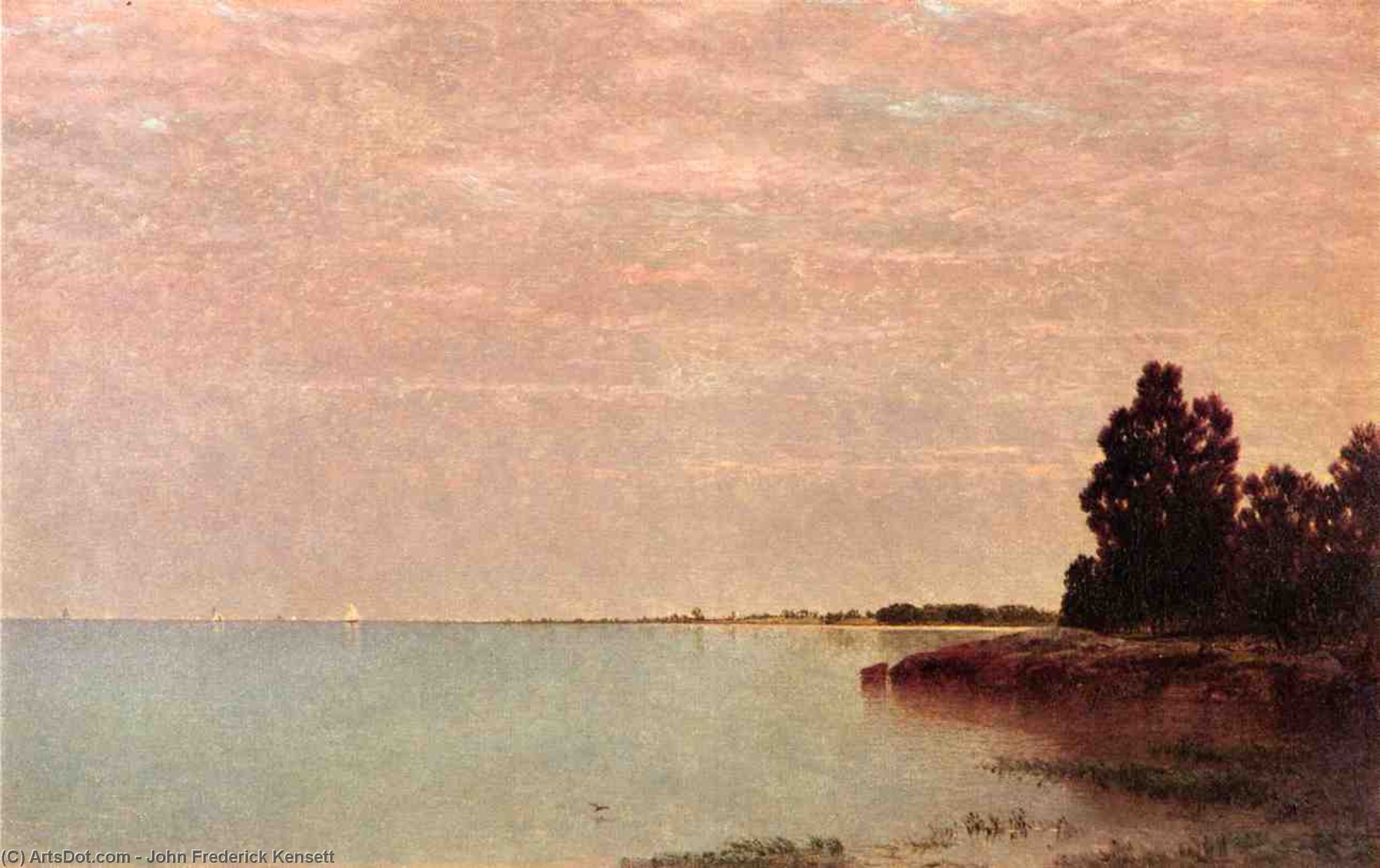 Order Art Reproductions Long Neck Point from Contentment Island, Darien, Connecticut, 1870 by John Frederick Kensett (1816-1872, United States) | ArtsDot.com