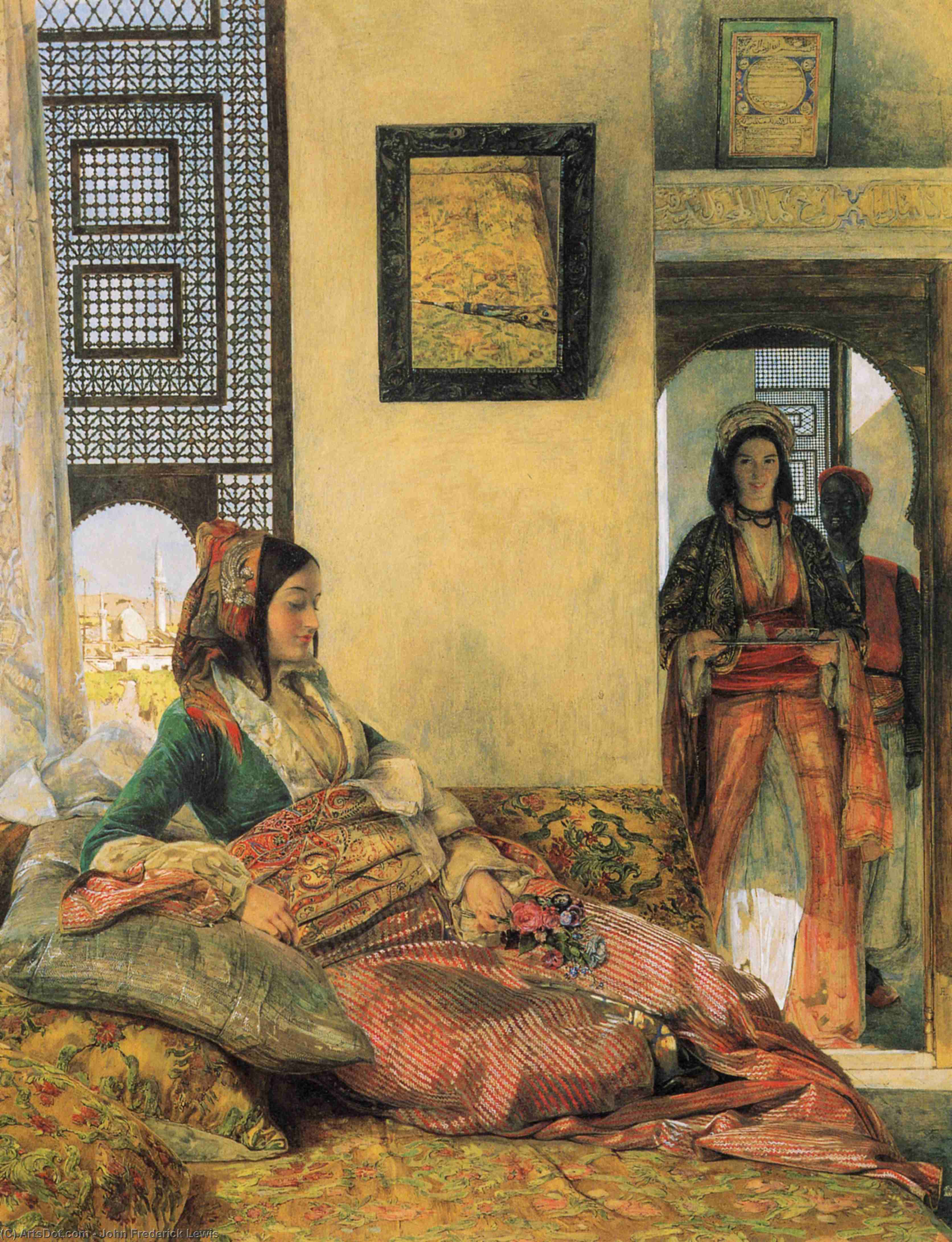 Buy Museum Art Reproductions Life in the Hareem, Cairo by John Frederick Lewis (1804-1876, United Kingdom) | ArtsDot.com