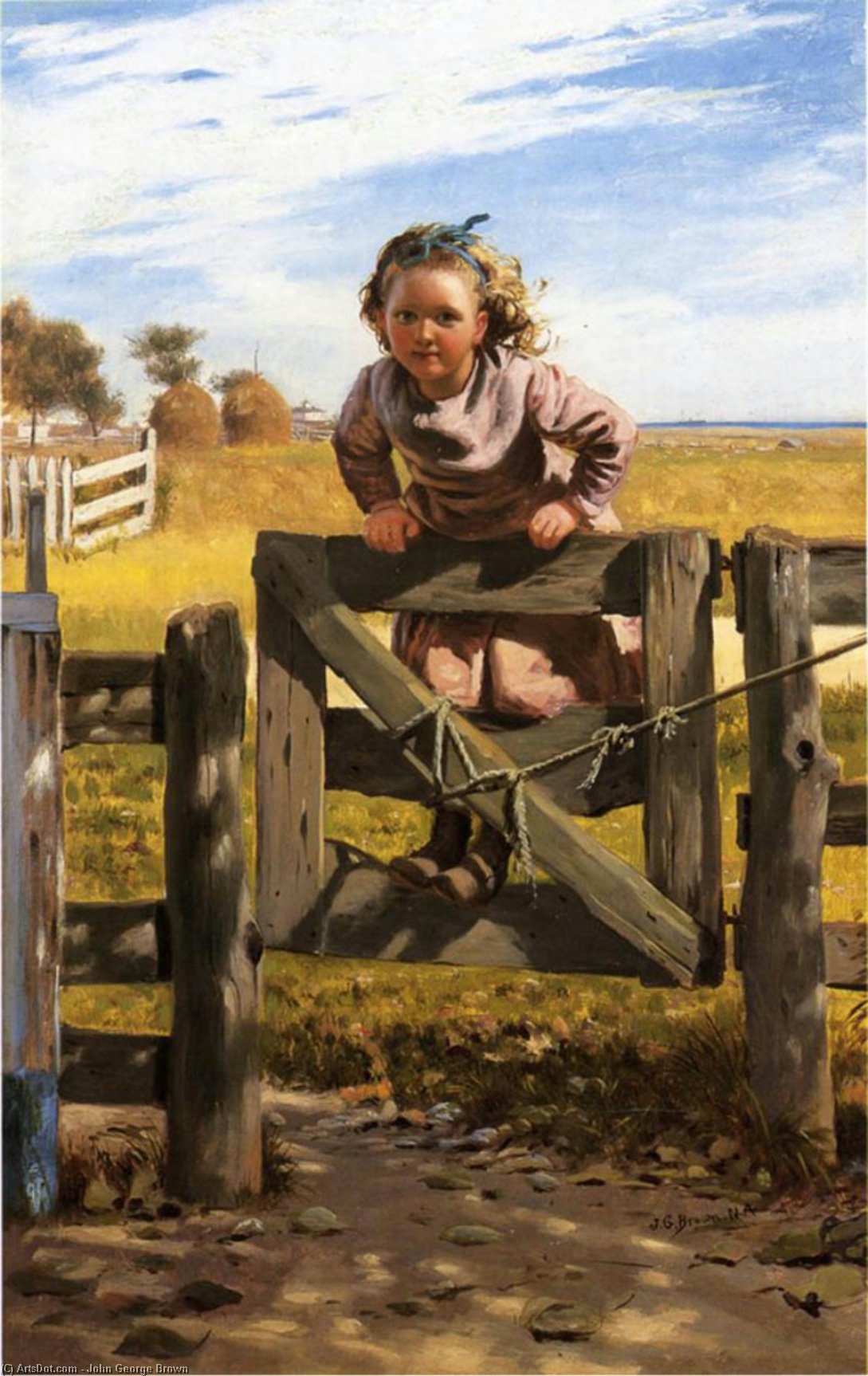 Order Paintings Reproductions Swinging on a Gate, Southampson, New York, 1878 by John George Brown (1831-1913, United Kingdom) | ArtsDot.com