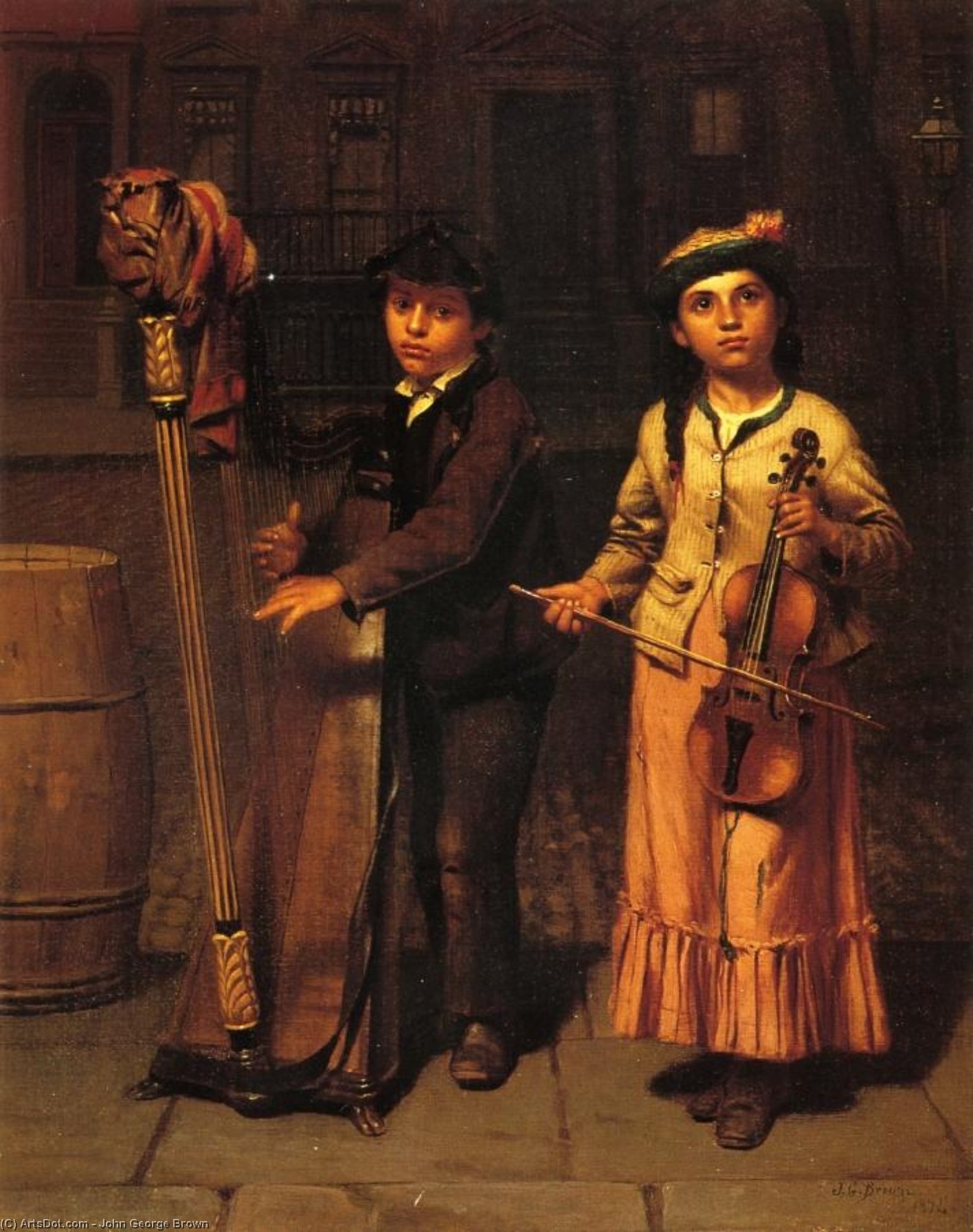 Order Artwork Replica The Two Musicians, 1874 by John George Brown (1831-1913, United Kingdom) | ArtsDot.com