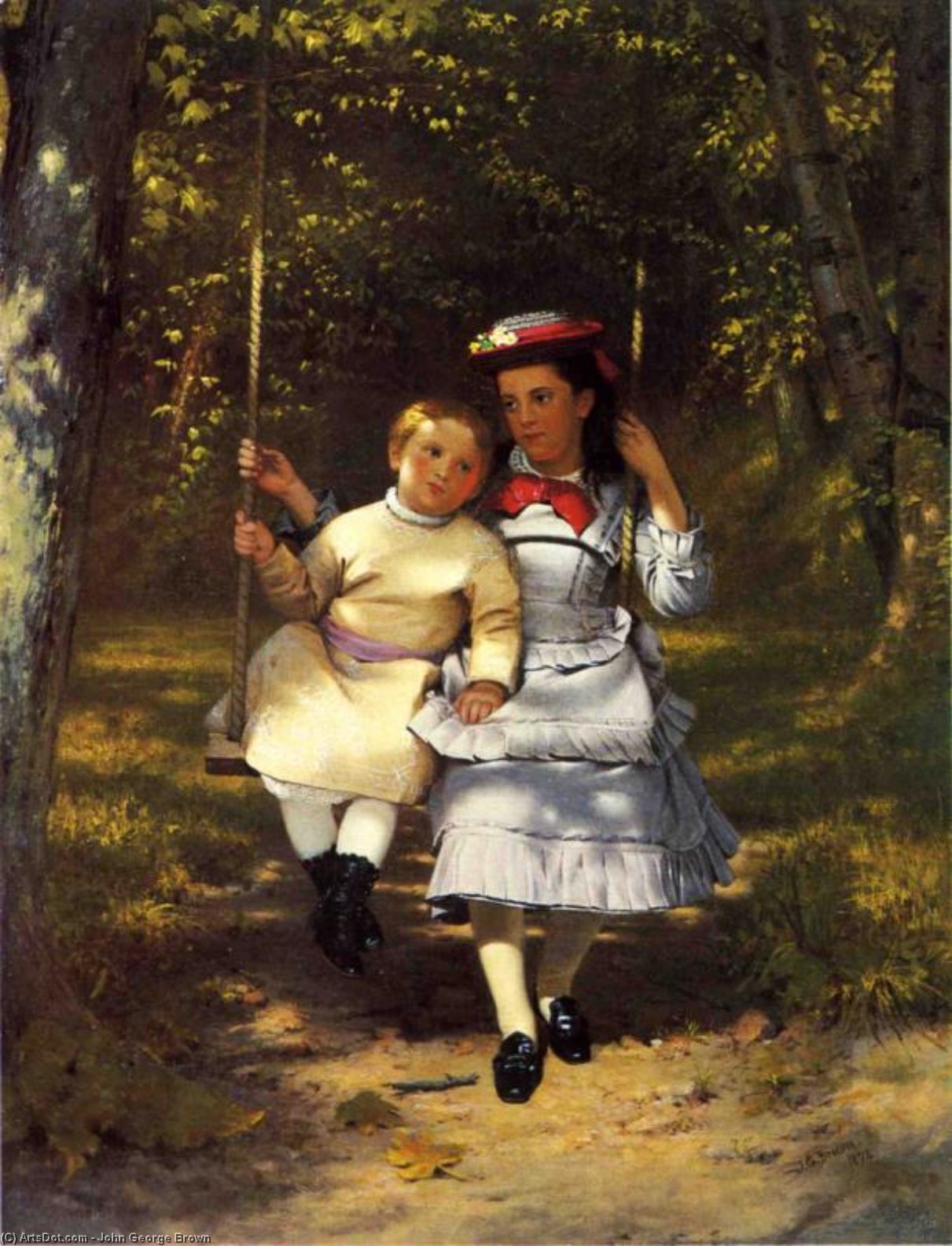 Order Oil Painting Replica Two Girls on a Swing, 1872 by John George Brown (1831-1913, United Kingdom) | ArtsDot.com
