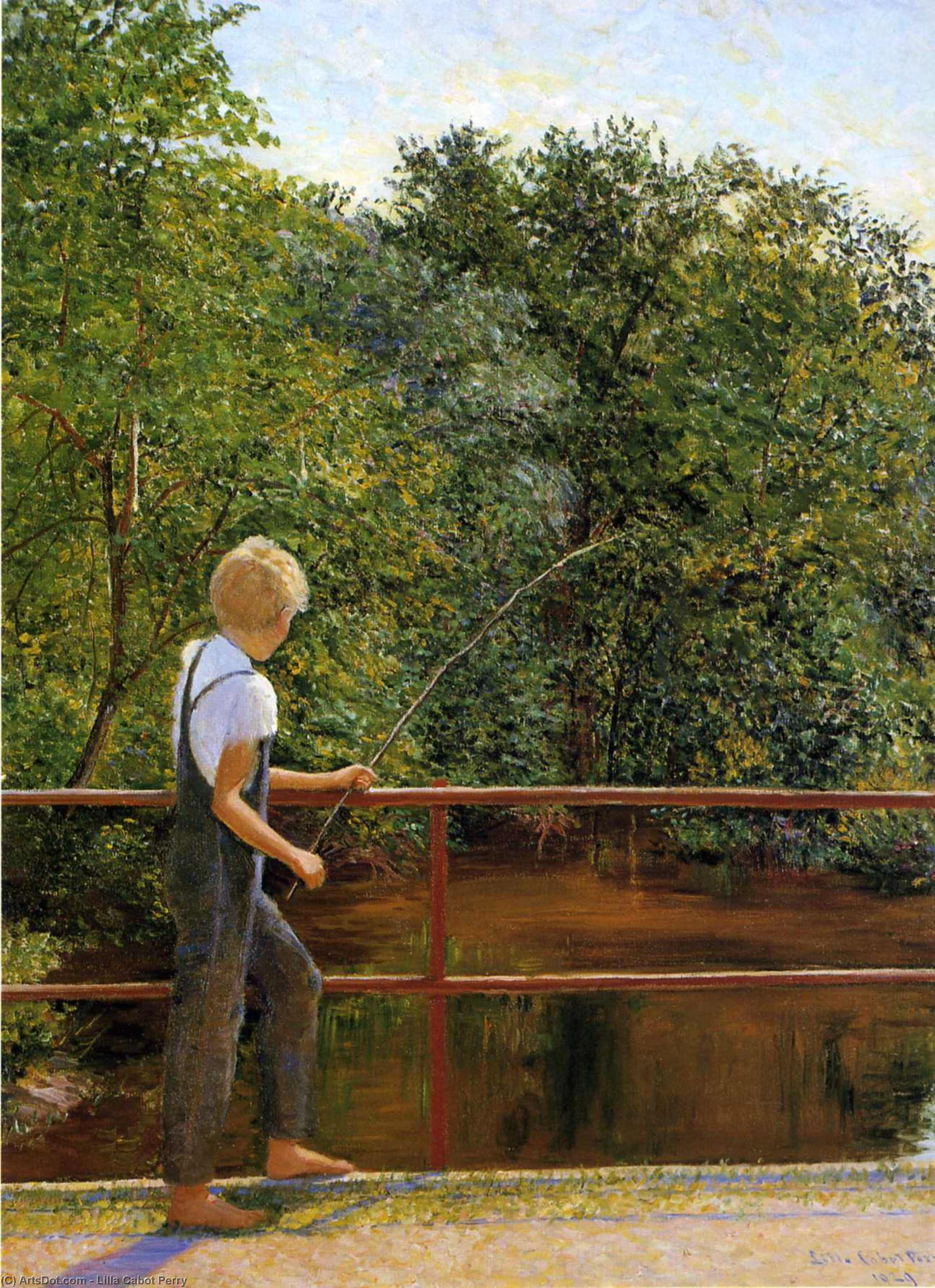 Order Oil Painting Replica Boy Fishing by Lilla Cabot Perry (1848-1932, United States) | ArtsDot.com