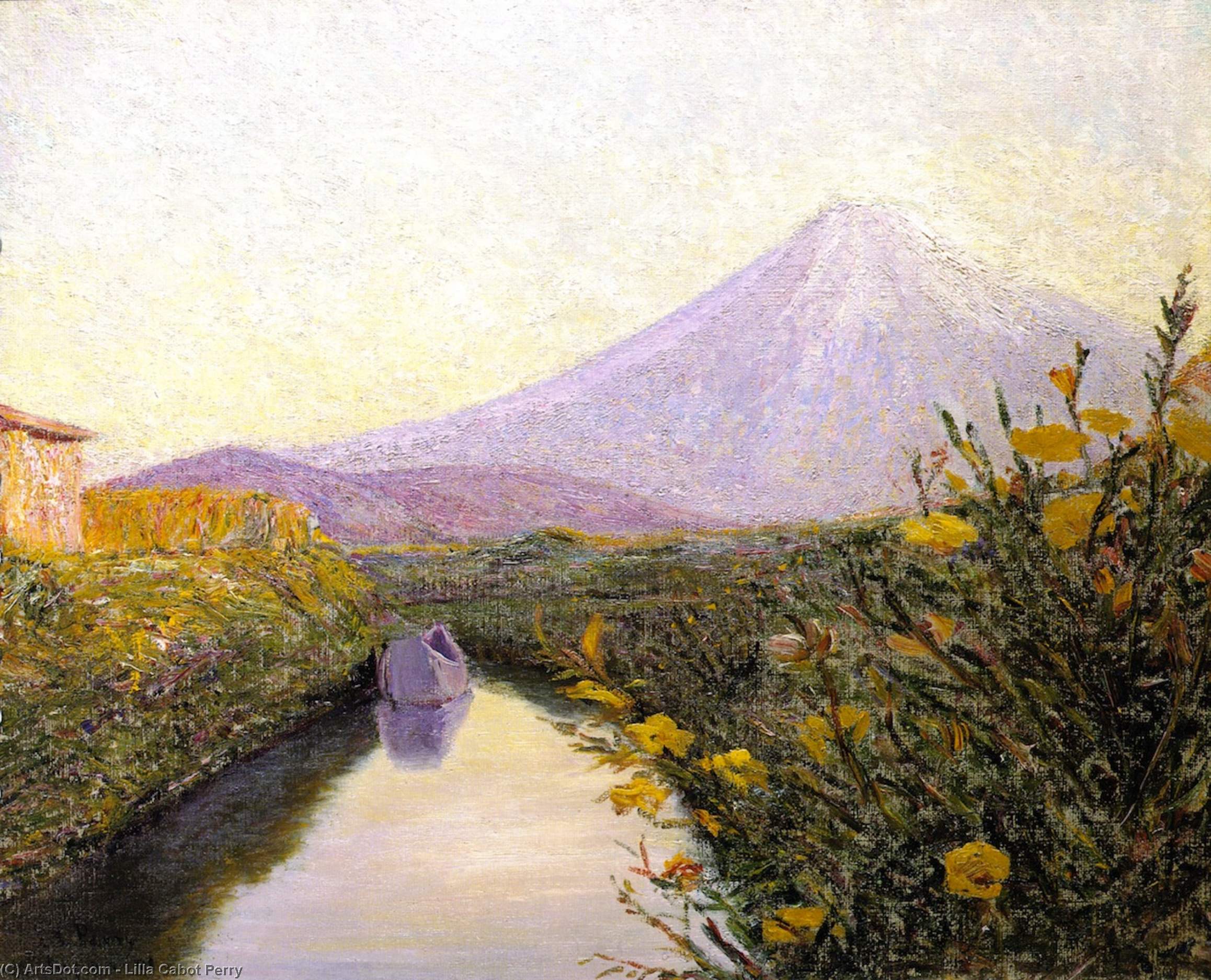 Order Paintings Reproductions Fuji from the Canal, Iwabuchi, 1898 by Lilla Cabot Perry (1848-1932, United States) | ArtsDot.com