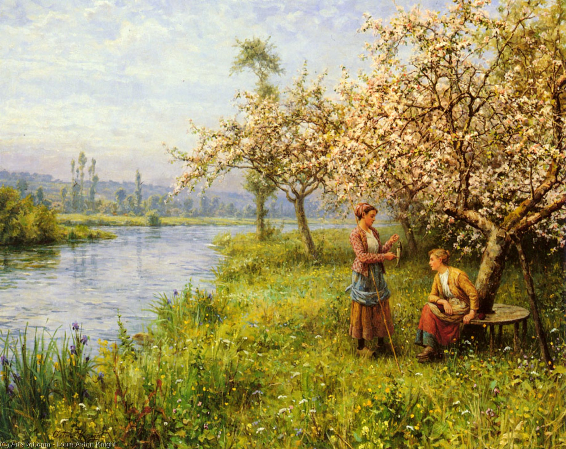 Order Paintings Reproductions Country Women after Fishing on a Summer`s Day by Louis Aston Knight (1873-1948, France) | ArtsDot.com