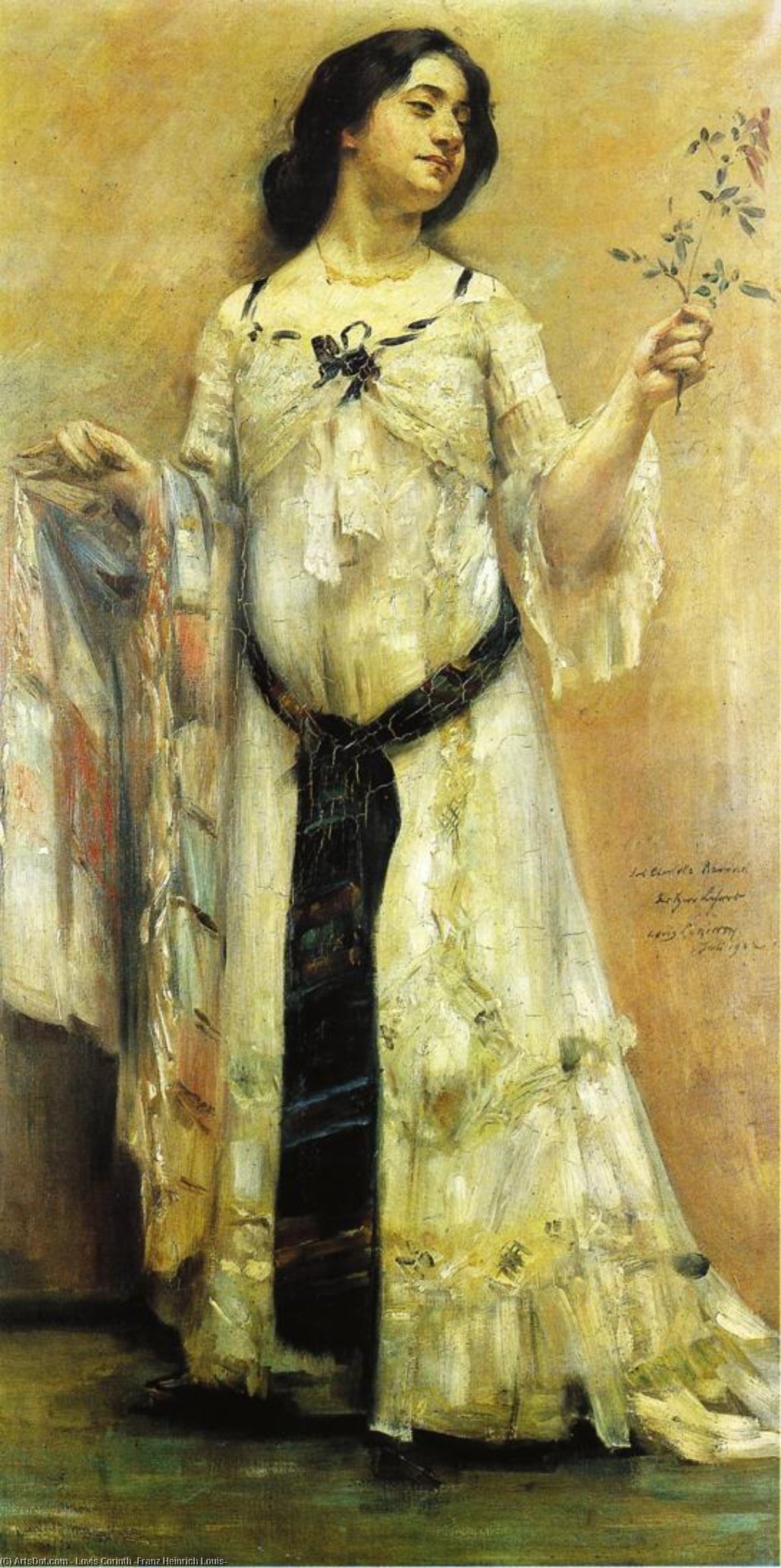 Order Oil Painting Replica Portrait of Charlotte Berend in a White Dress, 1902 by Lovis Corinth (Franz Heinrich Louis) (1858-1925, Netherlands) | ArtsDot.com