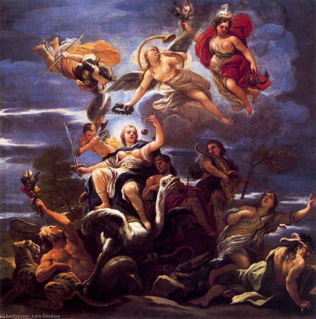 Order Paintings Reproductions Allegory of Justice 1 by Luca Giordano (1634-1705, Italy) | ArtsDot.com