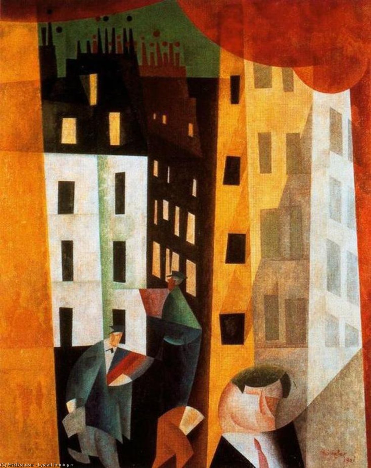 Order Oil Painting Replica Architecture II (Man of Potin) by Lyonel Feininger (Inspired By) (1871-1956, United States) | ArtsDot.com