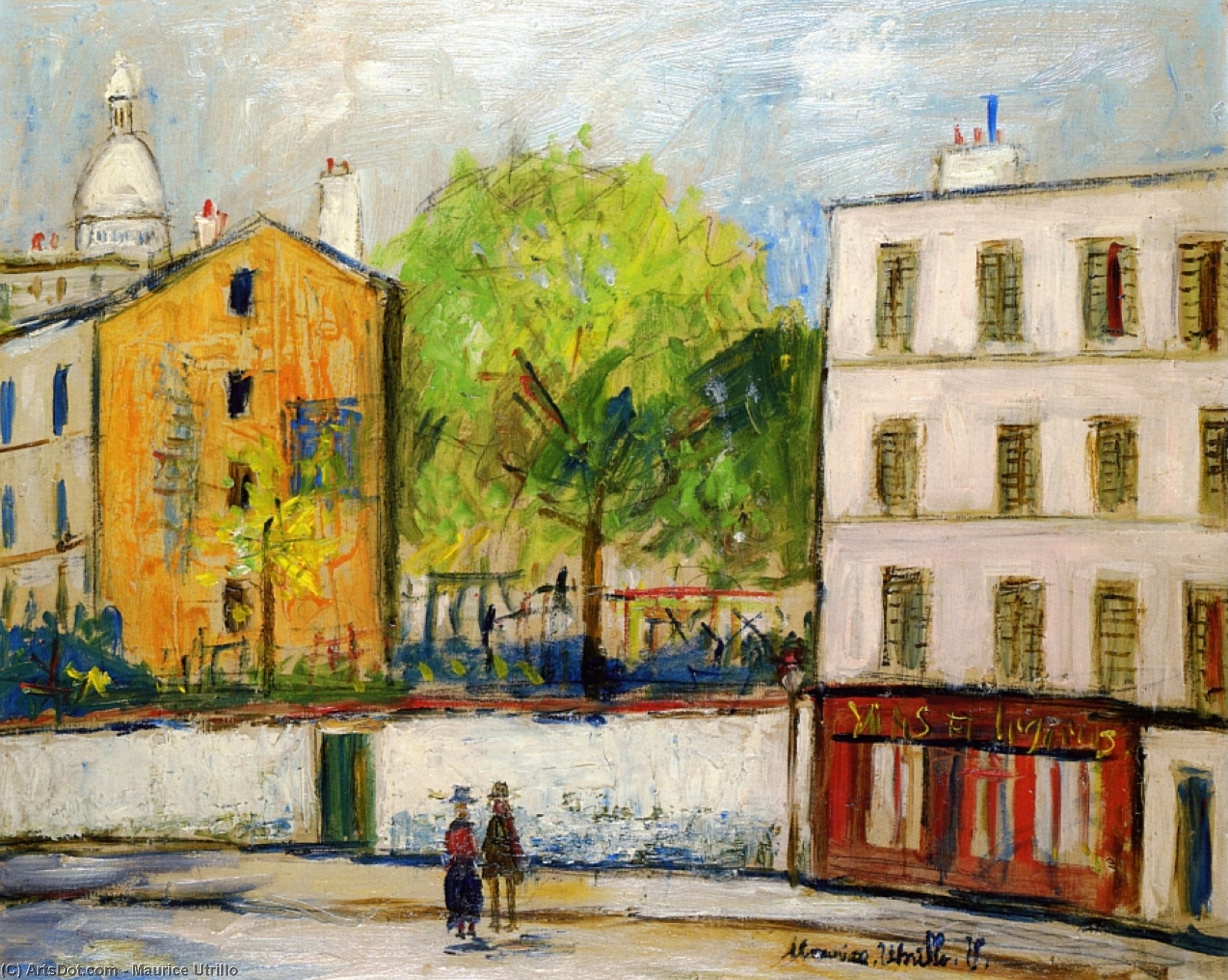 Buy Museum Art Reproductions Street in Montmartre by Maurice Utrillo (Inspired By) (1883-1955, France) | ArtsDot.com