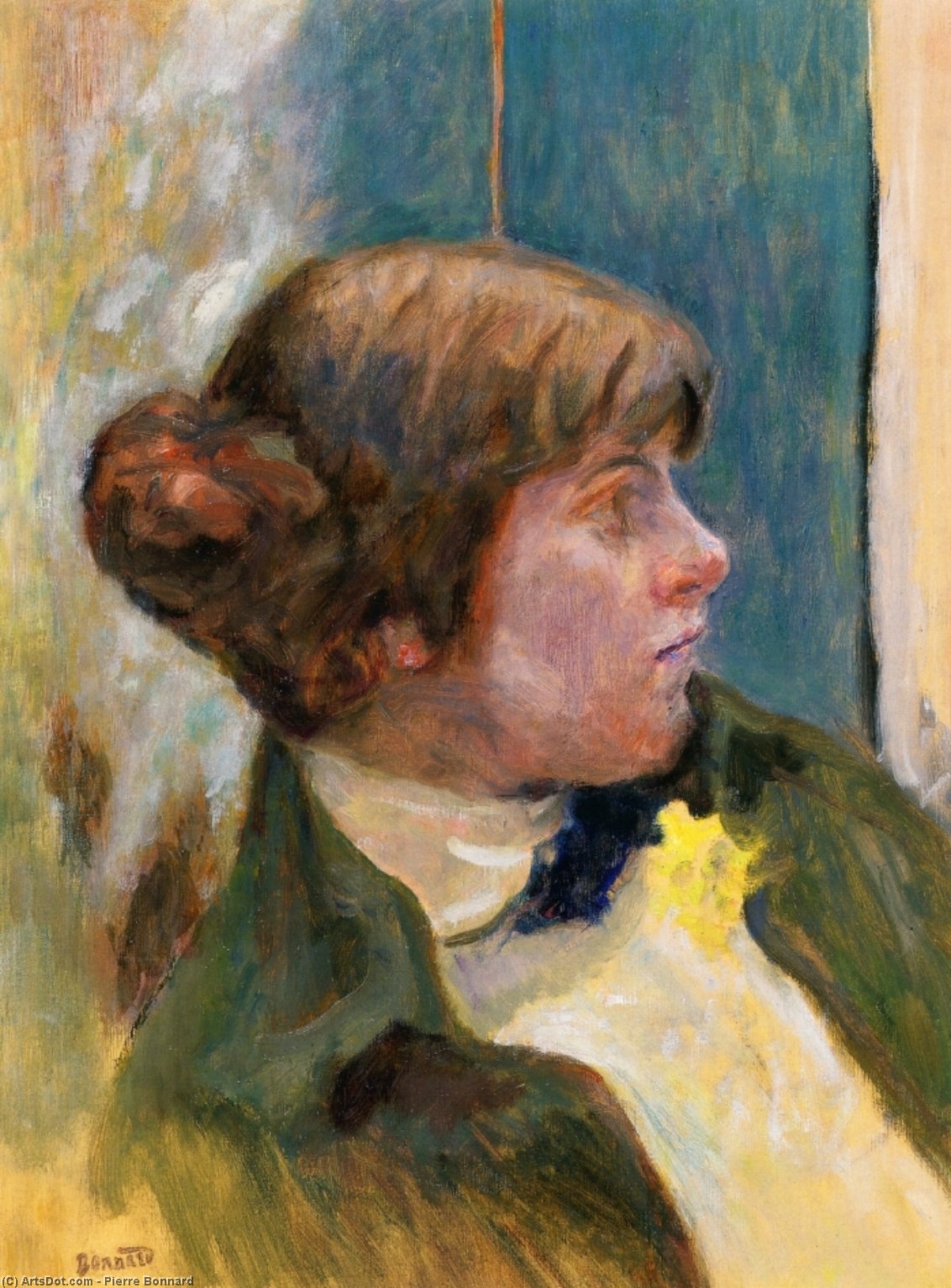 Order Oil Painting Replica Study for Profile of a Woman in a Bow Tie, 1906 by Pierre Bonnard (1867-1947, France) | ArtsDot.com
