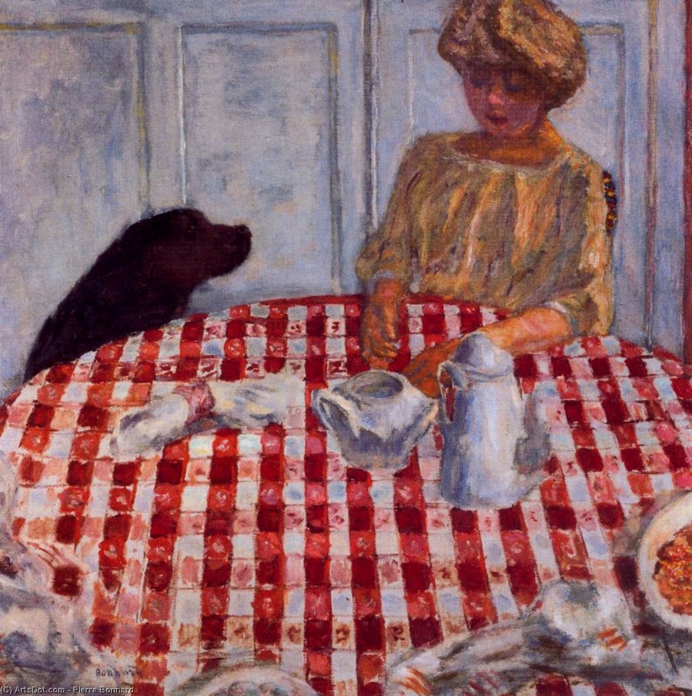 Order Oil Painting Replica The red-checked tablecloth by Pierre Bonnard (1867-1947, France) | ArtsDot.com
