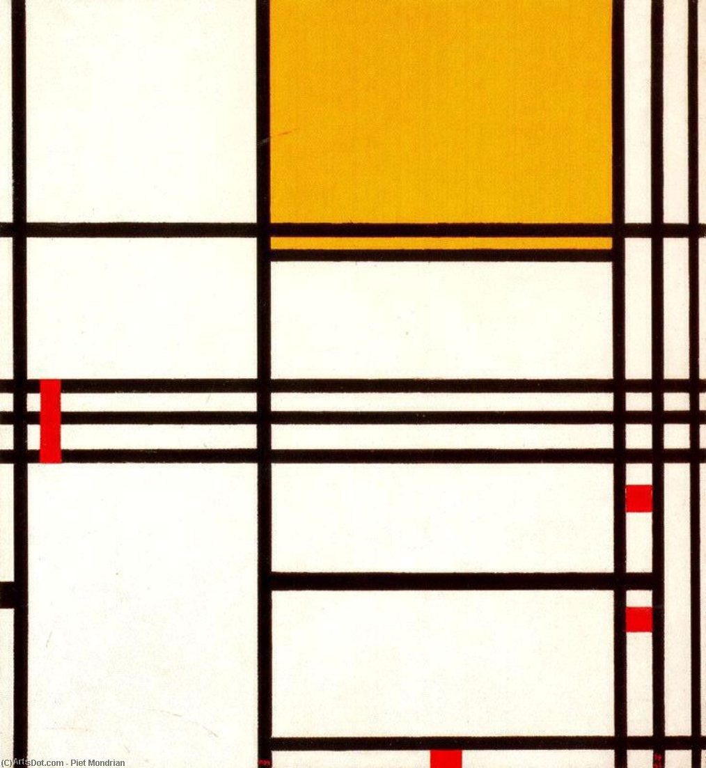 Order Oil Painting Replica Composition with Black, White, Yellow and Red by Piet Mondrian (1872-1944, Netherlands) | ArtsDot.com