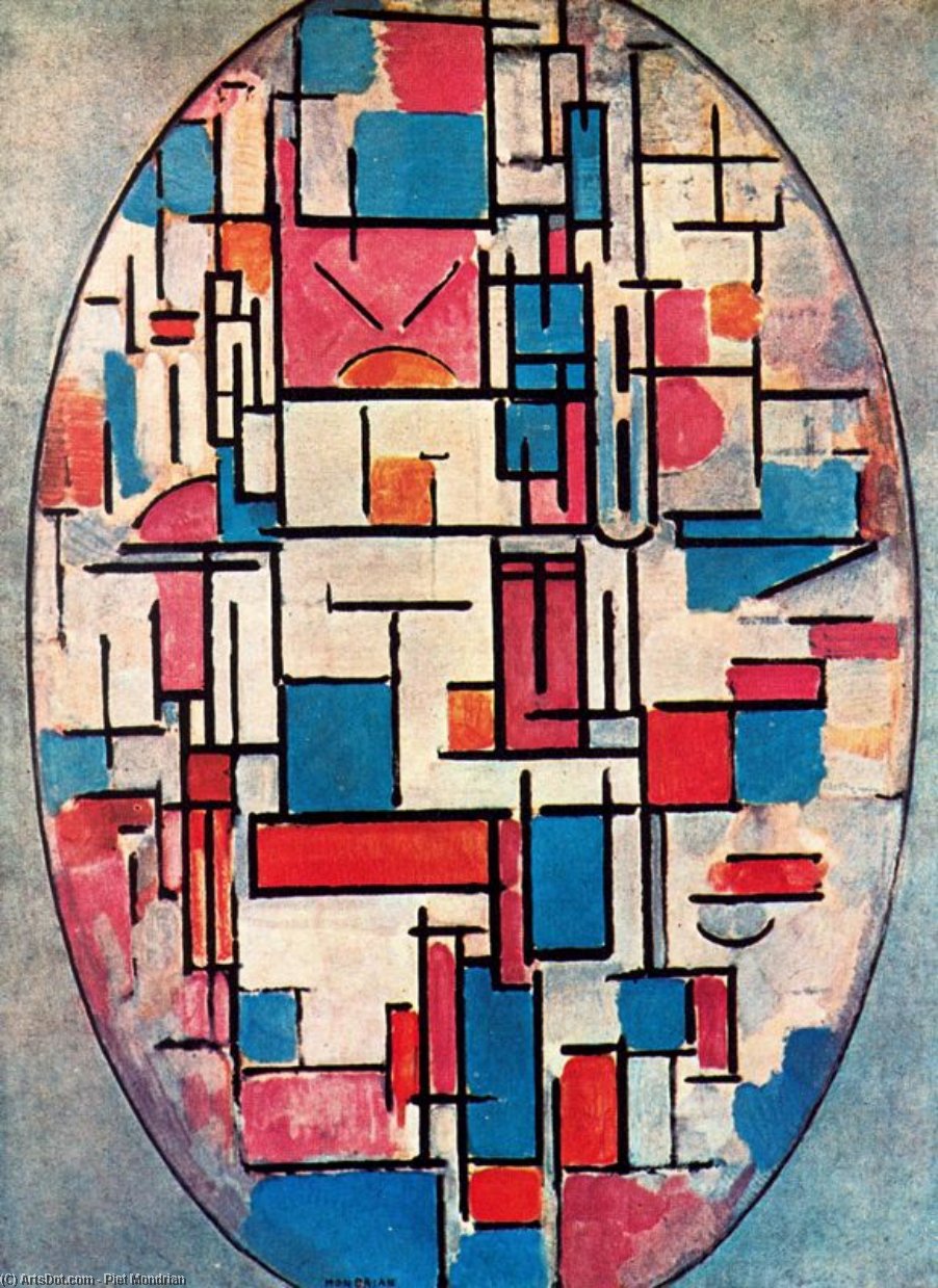 Order Art Reproductions Oval Composition with light colors by Piet Mondrian (1872-1944, Netherlands) | ArtsDot.com