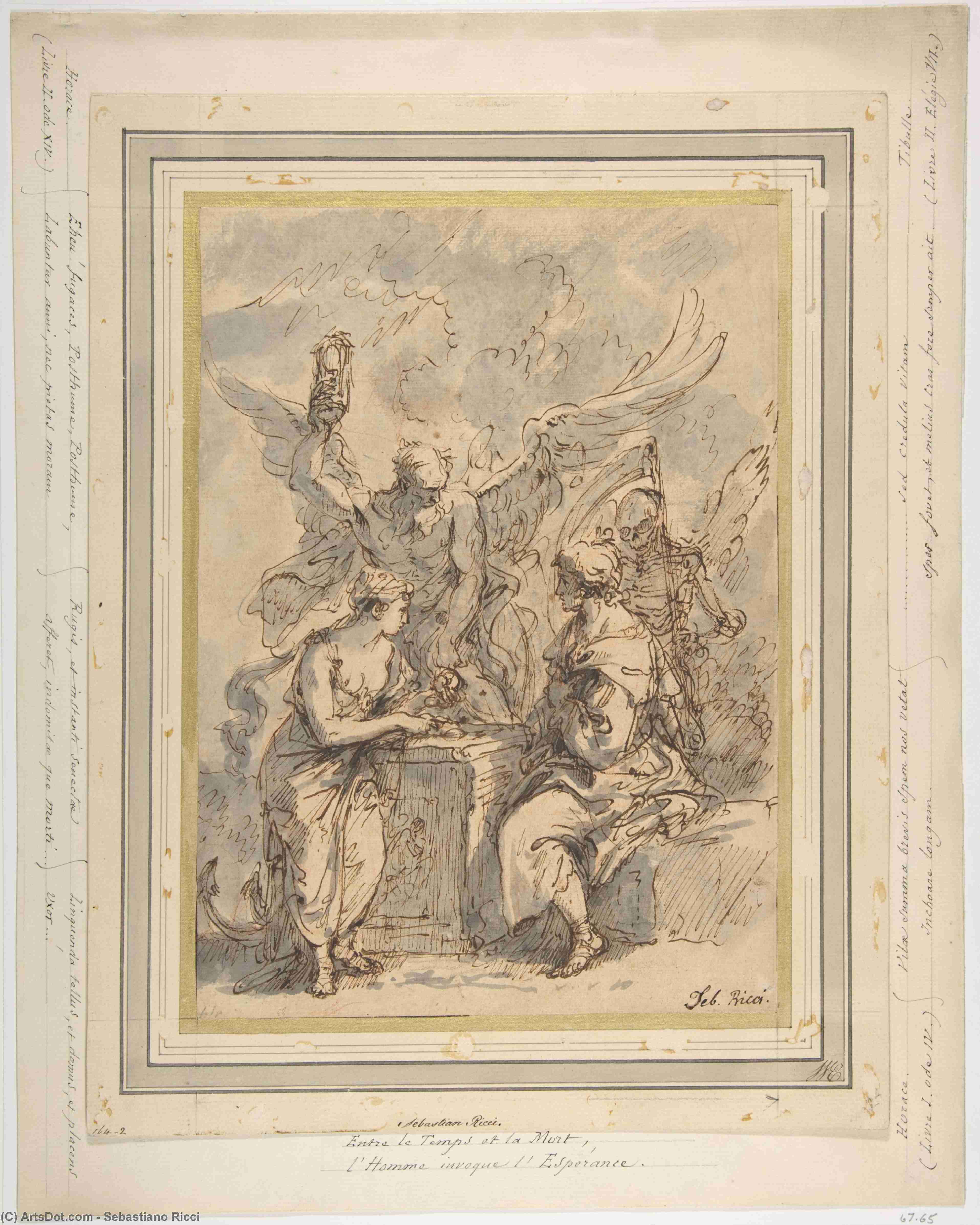 Buy Museum Art Reproductions Allegory with Figures of Hope, Time, and Death by Sebastiano Ricci (1659-1734, Italy) | ArtsDot.com