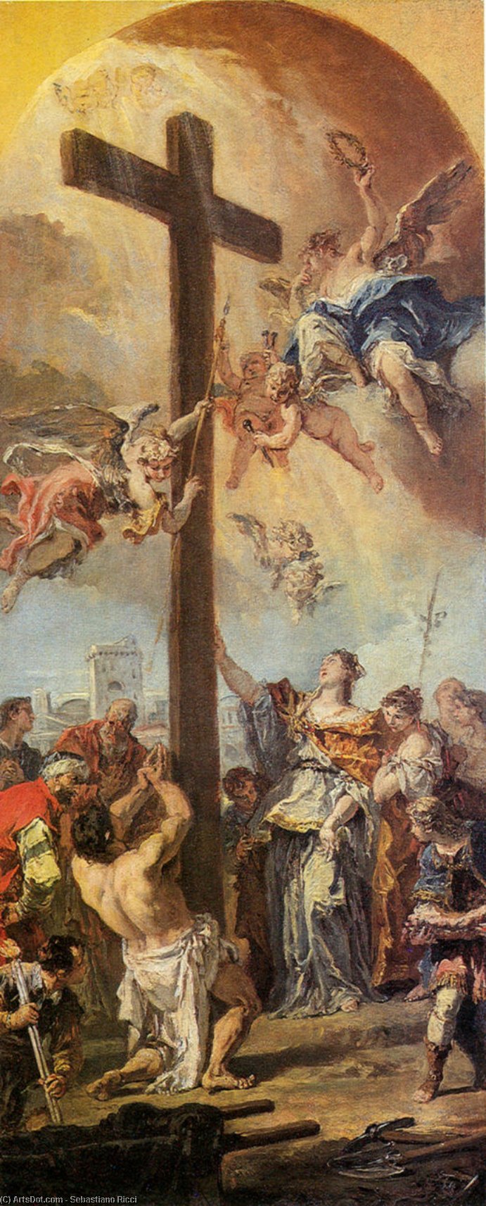 Order Oil Painting Replica Exaltation of the True Cross, 1733 by Sebastiano Ricci (1659-1734, Italy) | ArtsDot.com