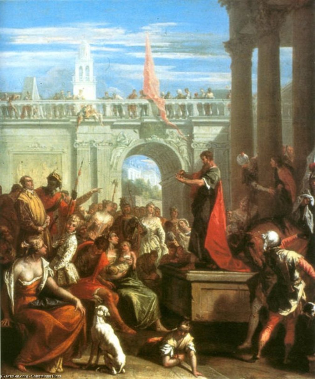 Order Oil Painting Replica Preaching of St Paul by Sebastiano Ricci (1659-1734, Italy) | ArtsDot.com