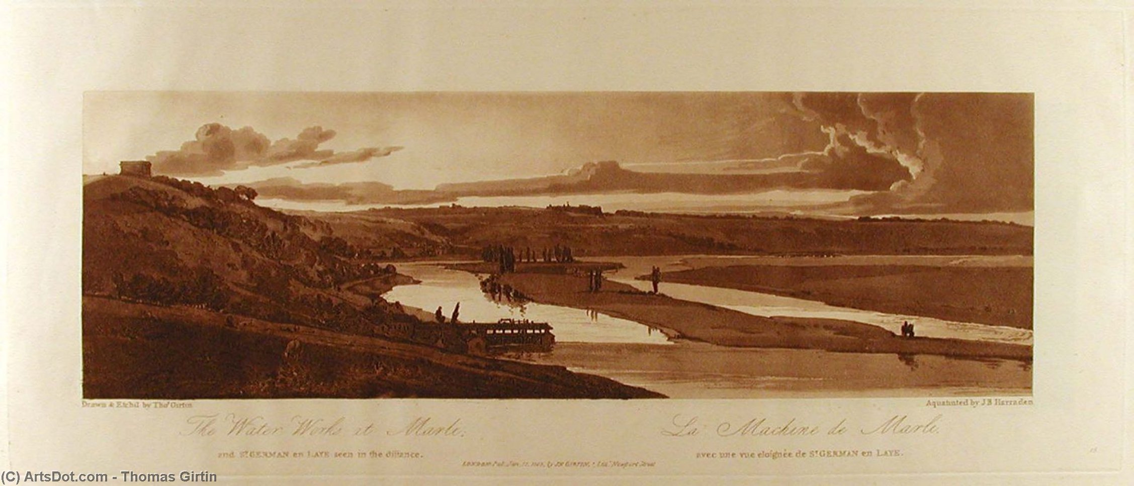 Buy Museum Art Reproductions The Water Works at Marli and St. Germain en Laye Seen in the Distance by Thomas Girtin (1775-1802, United Kingdom) | ArtsDot.com