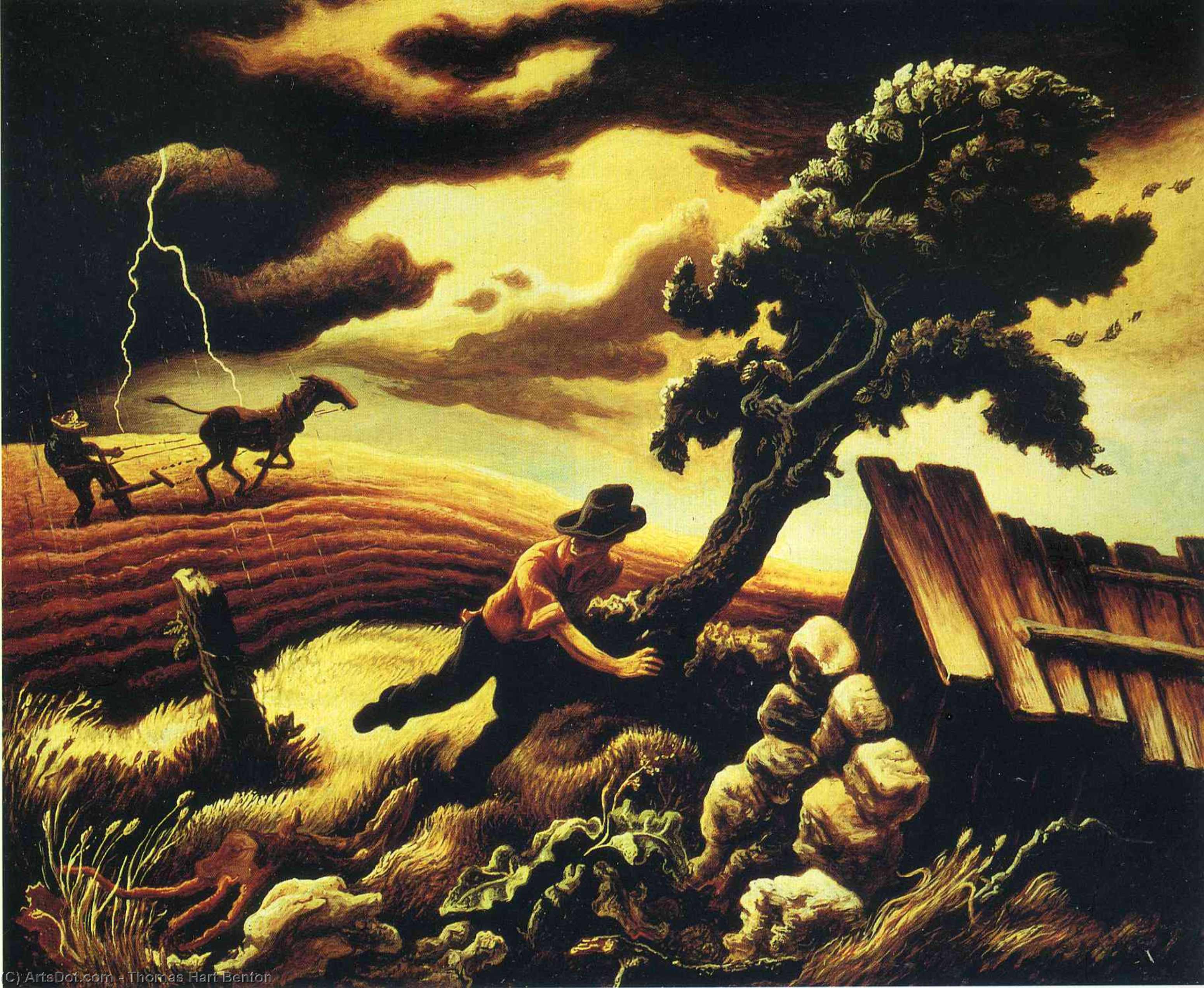 Order Paintings Reproductions The Hail Storm, 1940 by Thomas Hart Benton (Inspired By) (1889-1975, United States) | ArtsDot.com