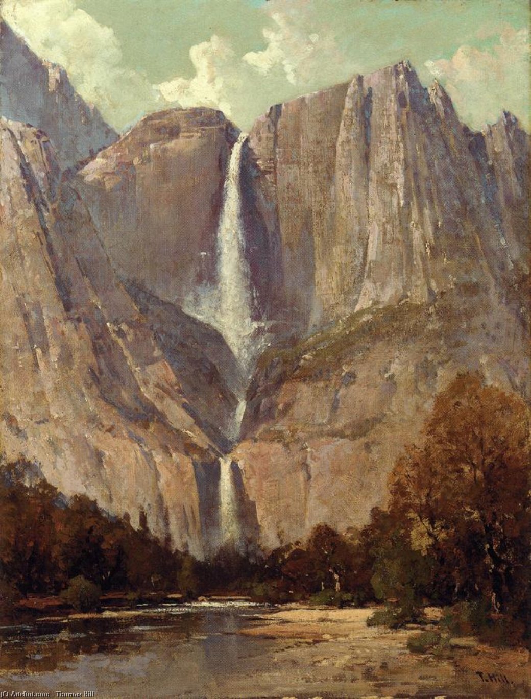 Buy Museum Art Reproductions Bridle Veil Fall, Yosemite by Thomas Hill (1829-1908, United Kingdom) | ArtsDot.com