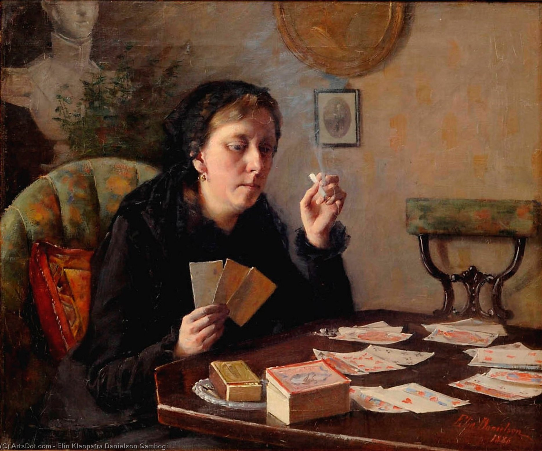 Order Oil Painting Replica Cards Entertainment, 1886 by Elin Kleopatra Danielson Gambogi (1861-1919, Finland) | ArtsDot.com