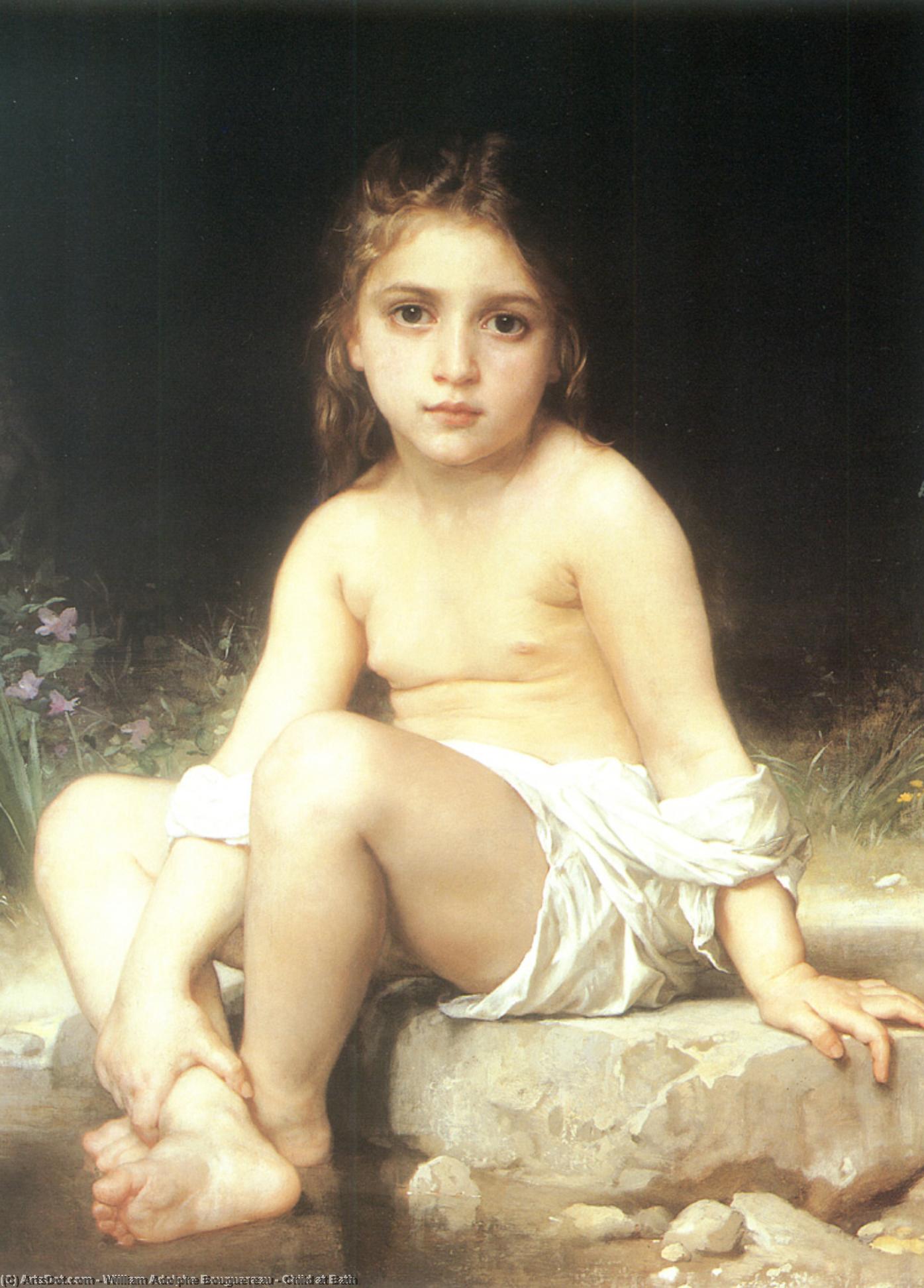Order Art Reproductions Child at Bath, 1886 by William Adolphe Bouguereau (1825-1905, France) | ArtsDot.com