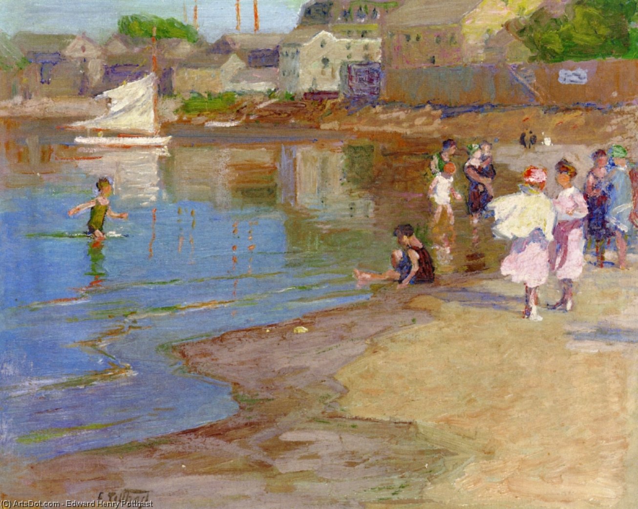 Order Art Reproductions Children Playing at the Beach by Edward Henry Potthast (1857-1927, United States) | ArtsDot.com