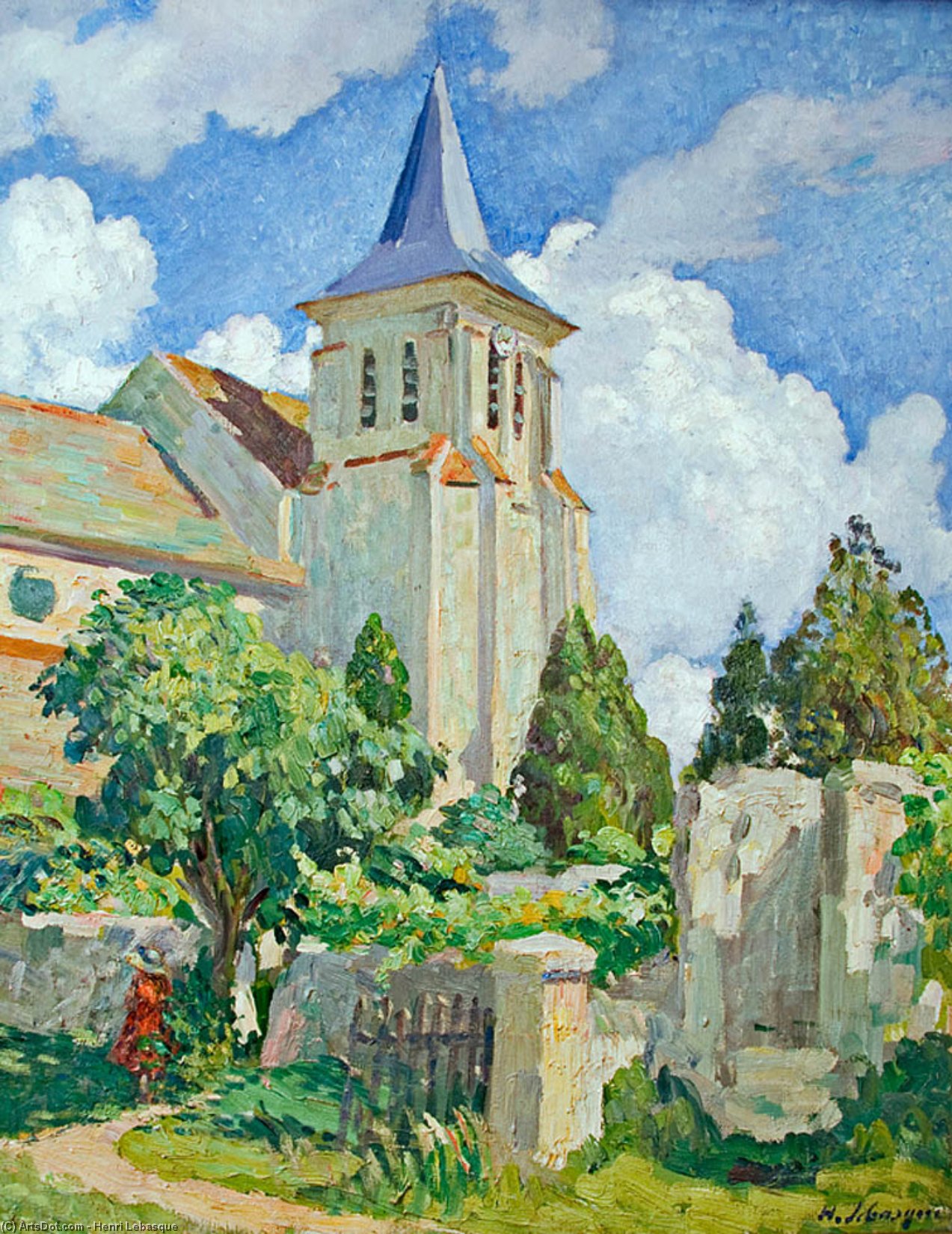 Buy Museum Art Reproductions Church at Montevrain, 1918 by Henri Lebasque (1865-1937, France) | ArtsDot.com