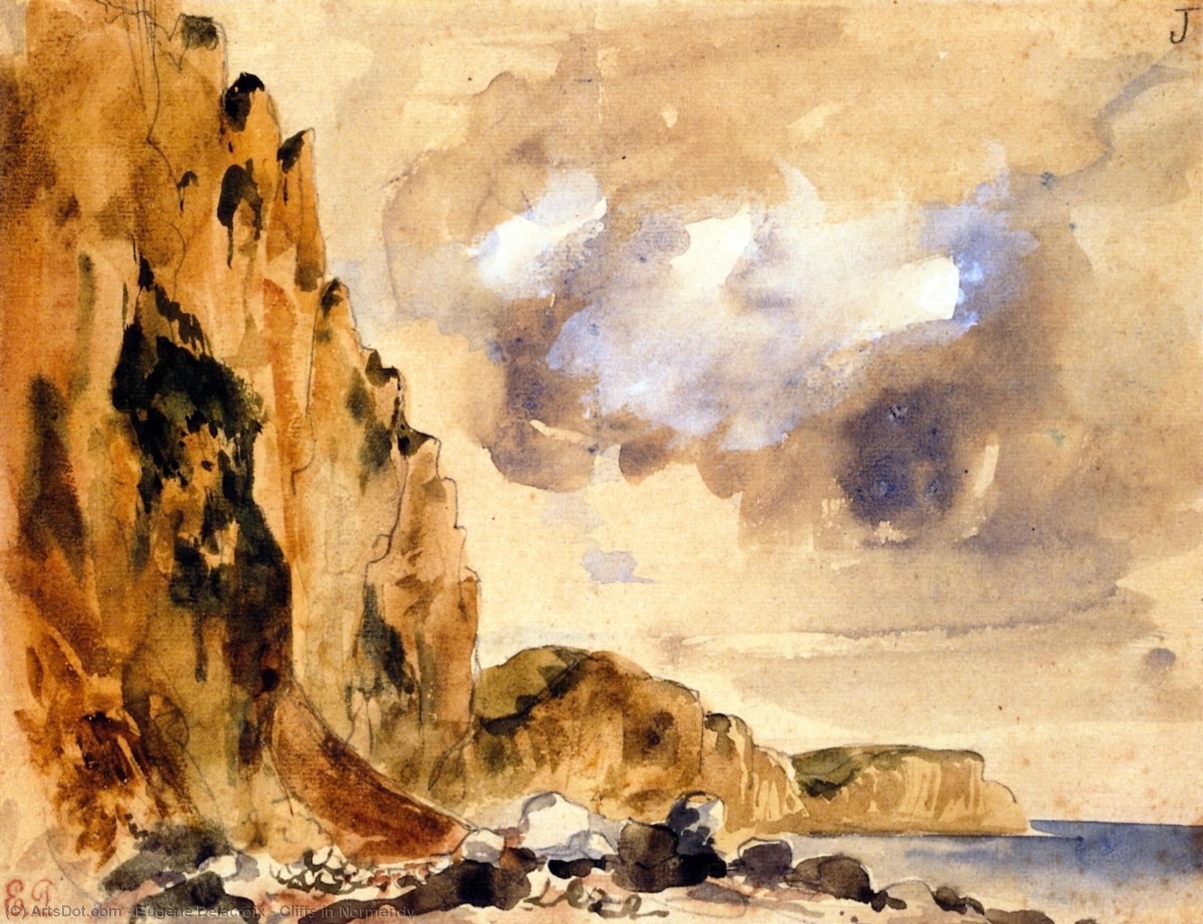 Order Oil Painting Replica Cliffs in Normandy, 1849 by Eugène Delacroix (1798-1863, France) | ArtsDot.com