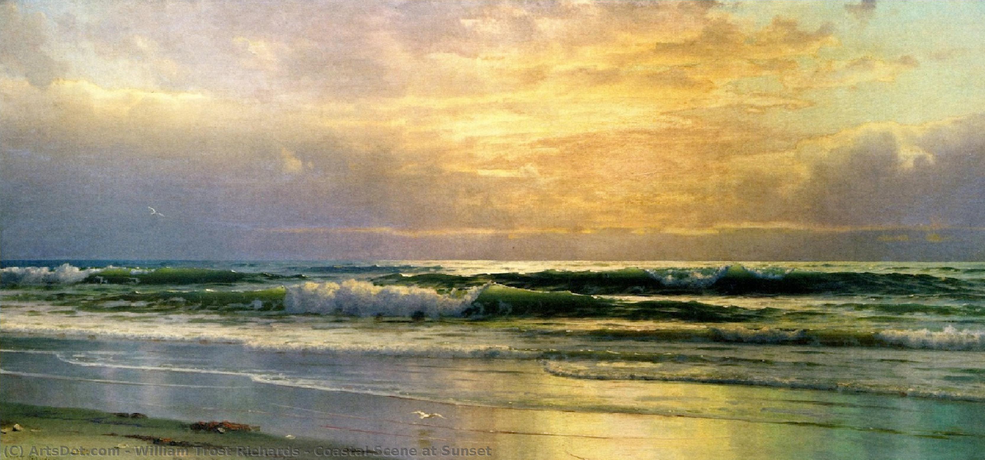 Order Oil Painting Replica Coastal Scene at Sunset by William Trost Richards (1833-1905, United States) | ArtsDot.com