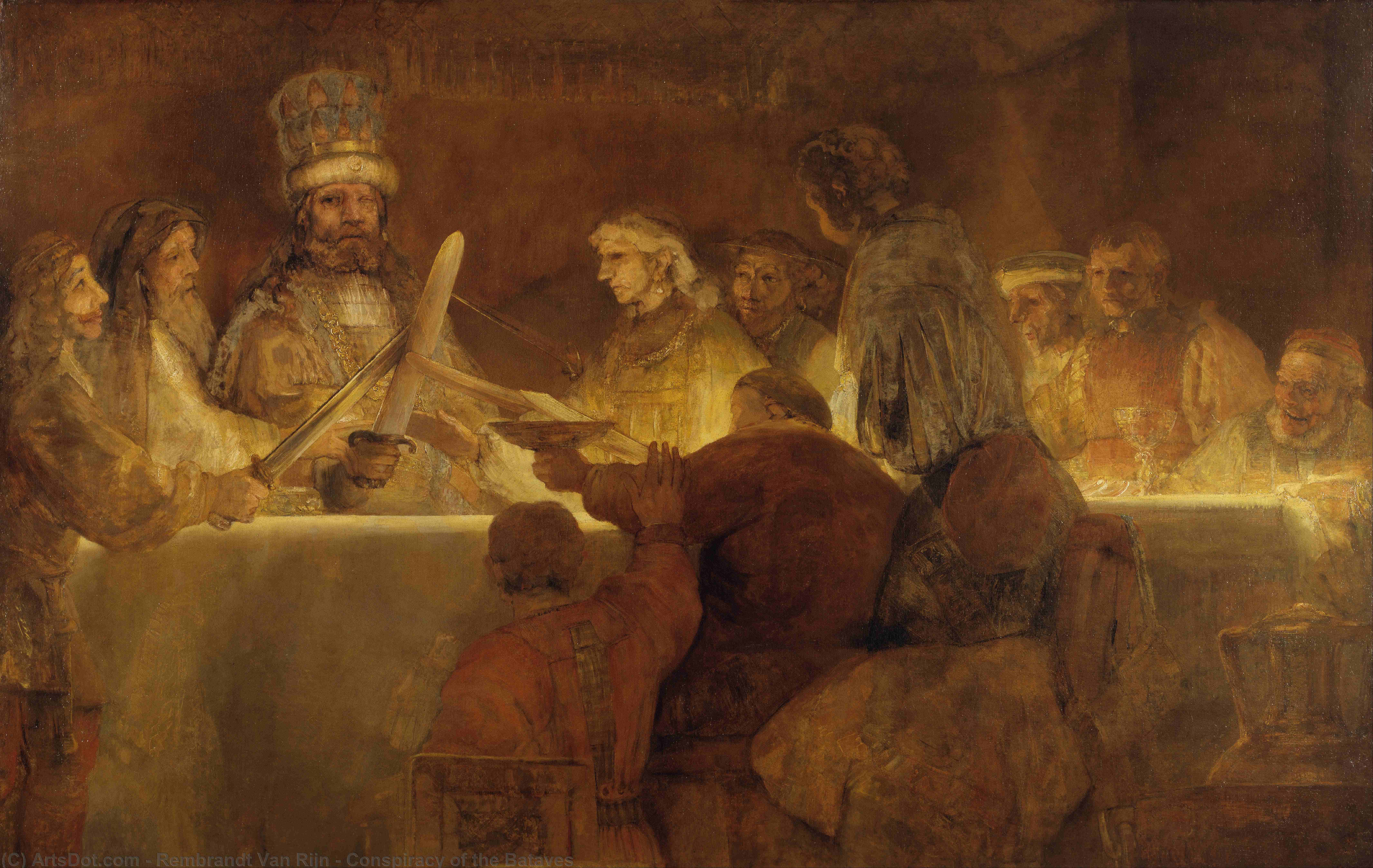 Order Art Reproductions Conspiracy of the Bataves, 1661 by Rembrandt Van Rijn (1606-1669, Netherlands) | ArtsDot.com