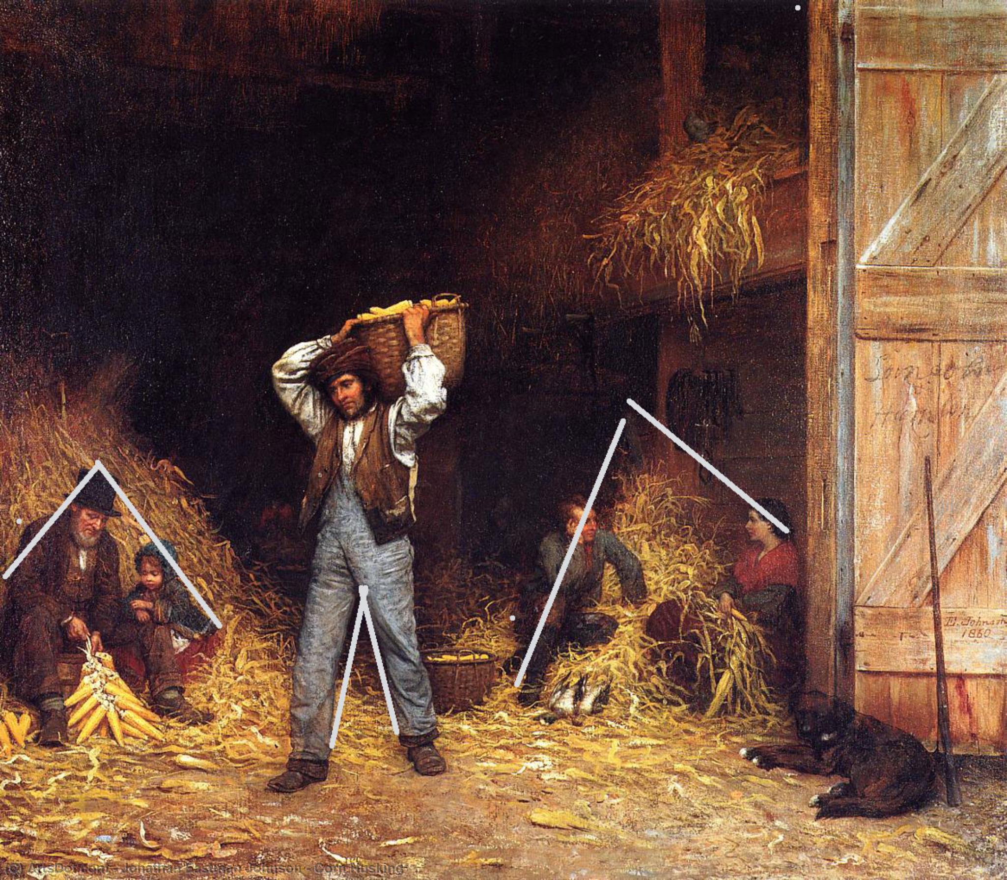 Order Oil Painting Replica Corn Husking, 1860 by Jonathan Eastman Johnson (1824-1906, United Kingdom) | ArtsDot.com