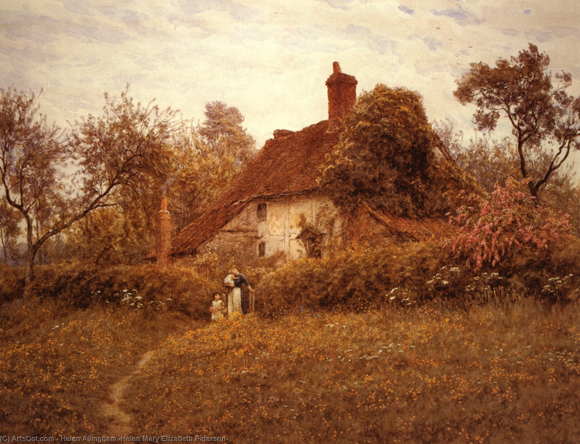 Buy Museum Art Reproductions Cottage at Pinner by Helen Allingham (Helen Mary Elizabeth Paterson) (1848-1926, United Kingdom) | ArtsDot.com