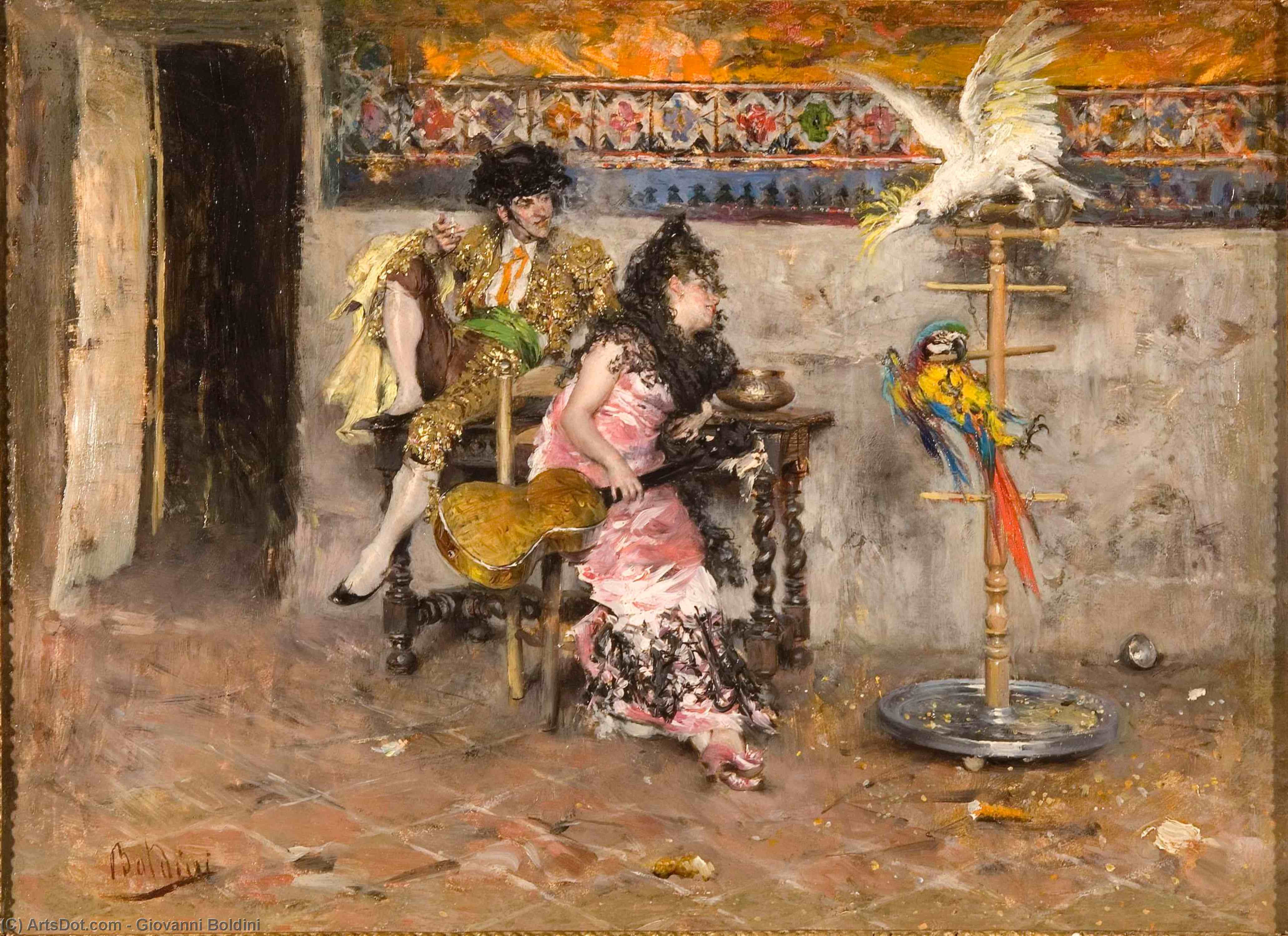 Buy Museum Art Reproductions Couple in Spanish Dress with Two Parrots (also known as El Matador), 1872 by Giovanni Boldini (1842-1931, Italy) | ArtsDot.com