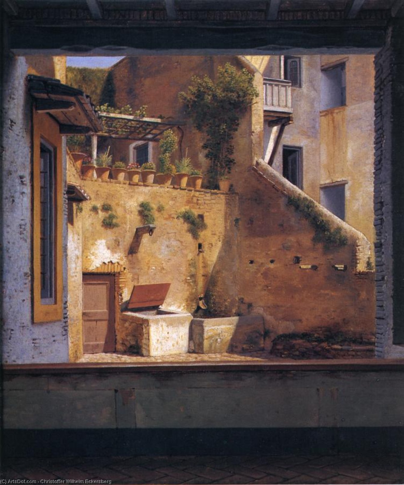 Order Oil Painting Replica A Courtyard in Rome, 1813 by Christoffer Wilhelm Eckersberg (1783-1853, Denmark) | ArtsDot.com