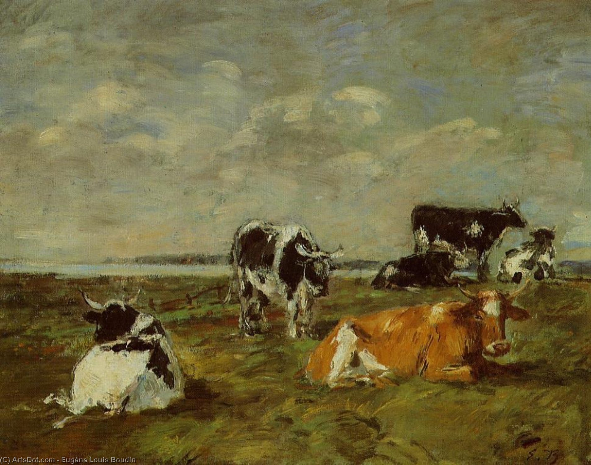 Order Oil Painting Replica Cows near the Sea, 1892 by Eugène Louis Boudin (1824-1898, France) | ArtsDot.com