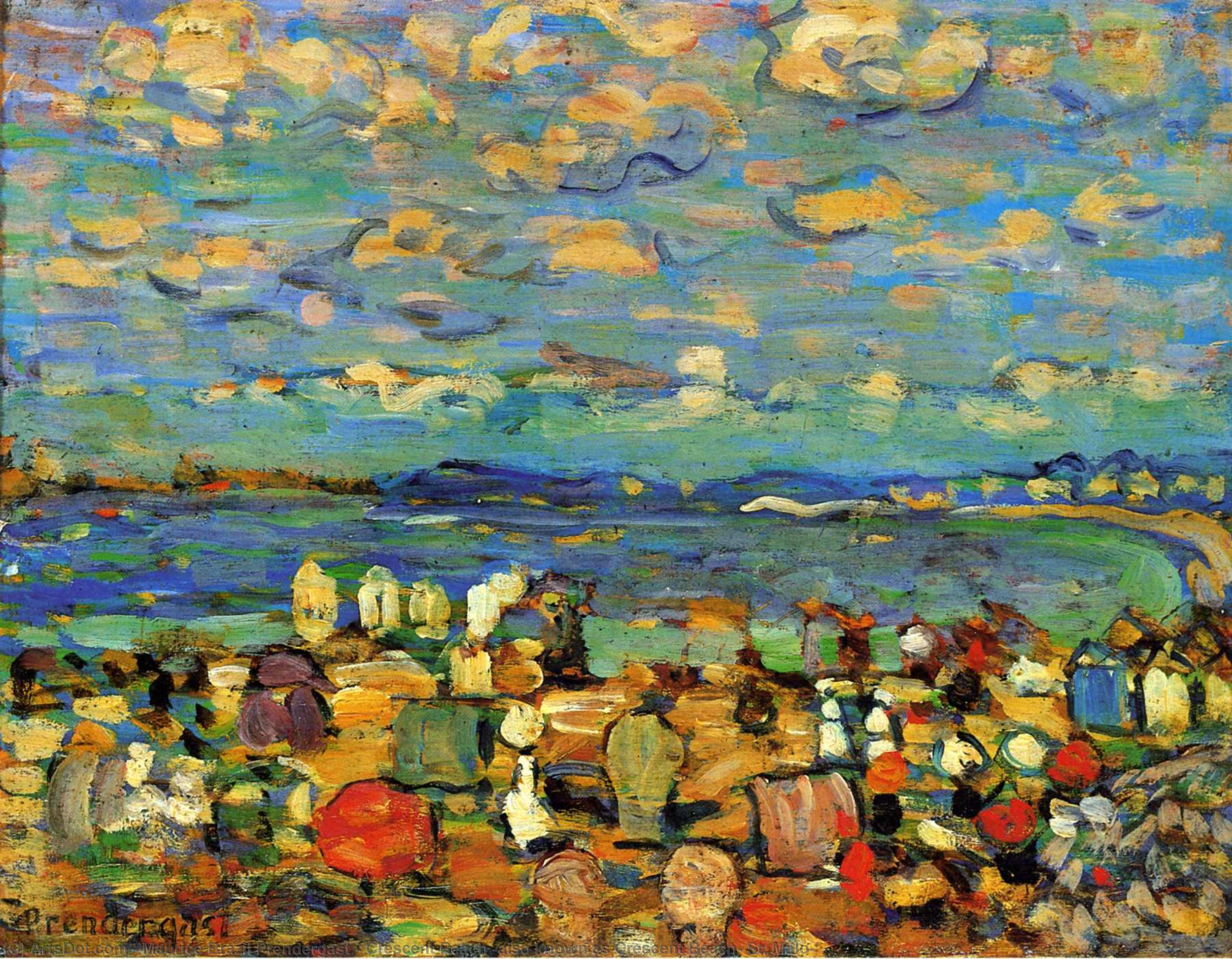 Order Art Reproductions Crescent Beach (also known as Crescent Beach, St. Malo), 1907 by Maurice Brazil Prendergast (1858-1924, Canada) | ArtsDot.com