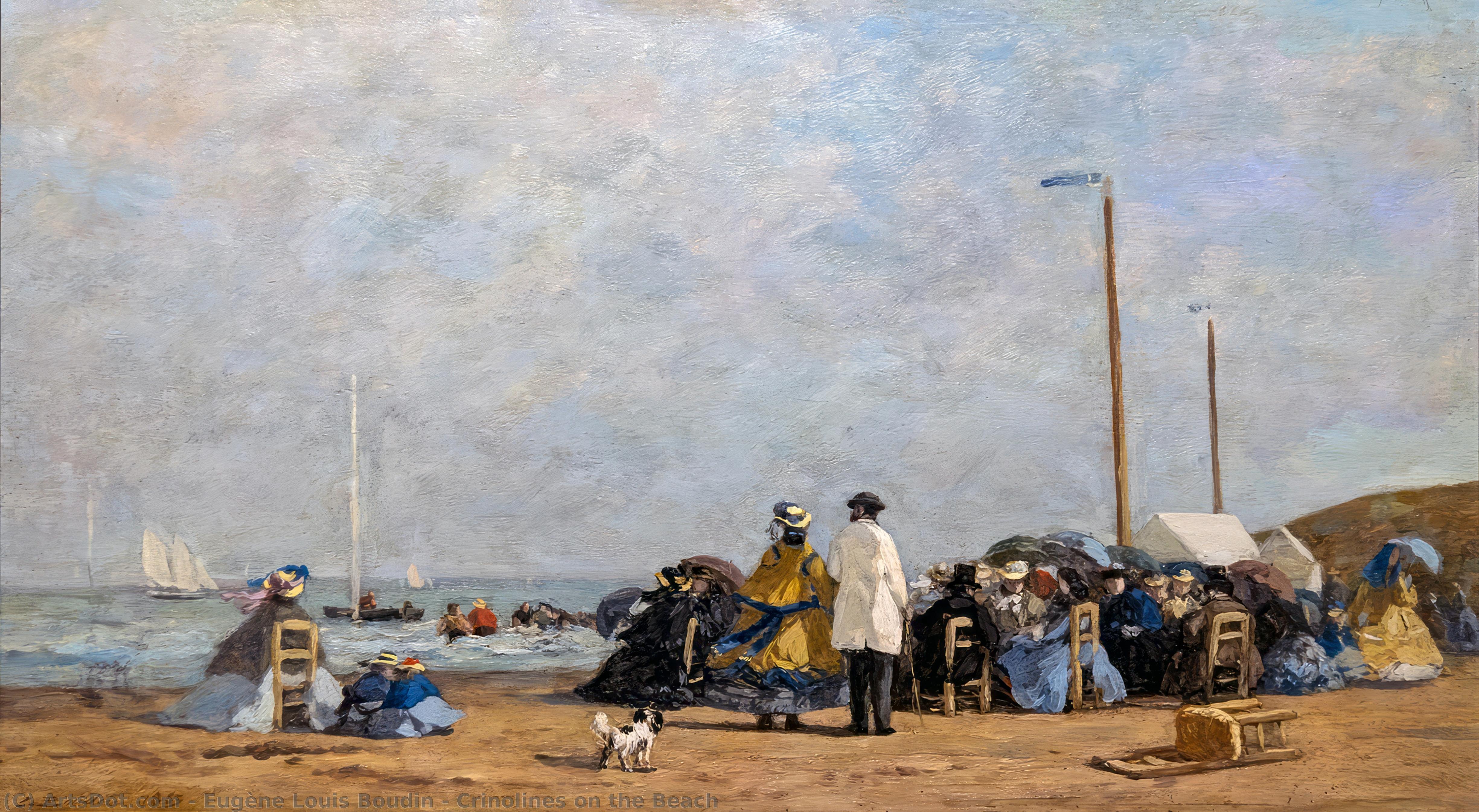 Order Paintings Reproductions Crinolines on the Beach, 1863 by Eugène Louis Boudin (1824-1898, France) | ArtsDot.com