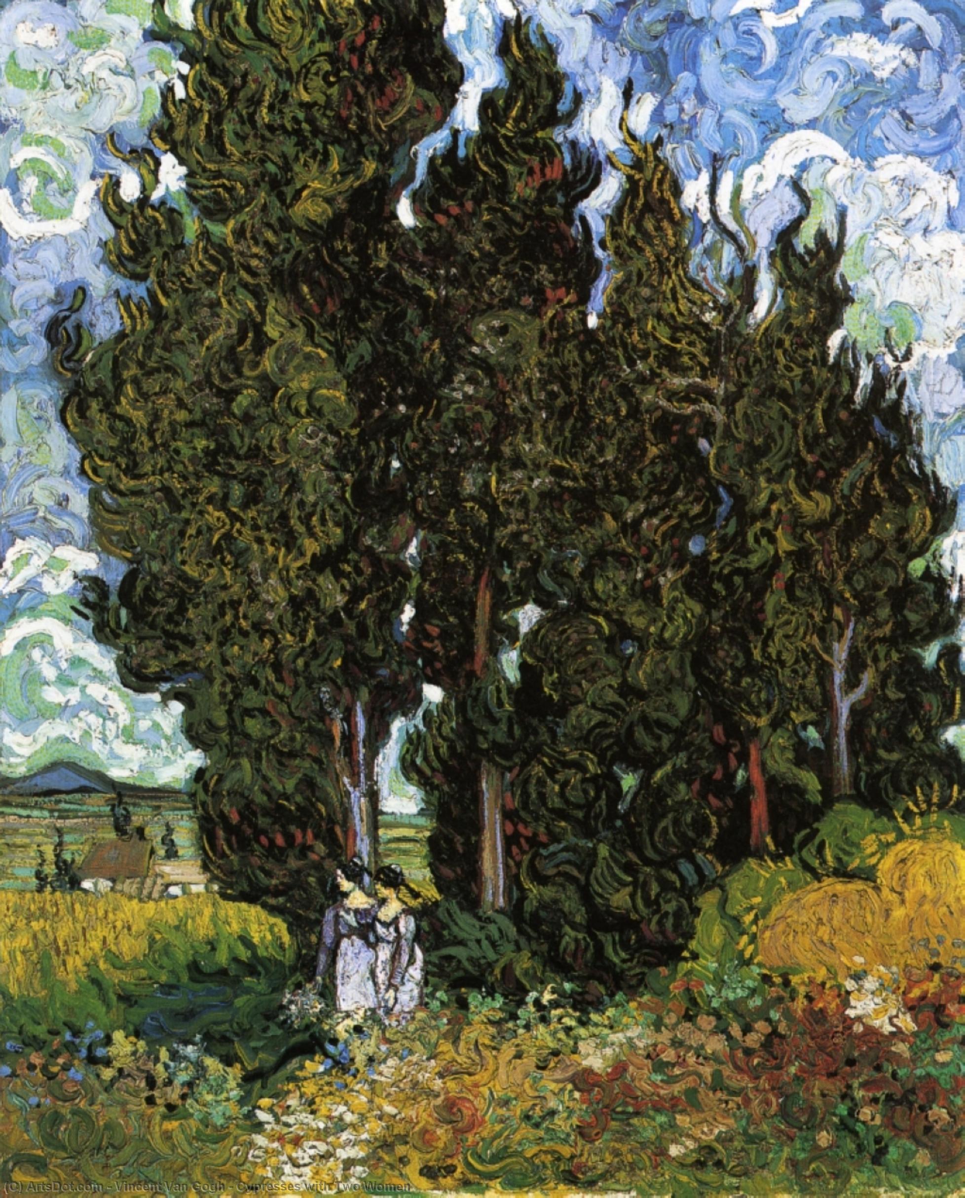 Buy Museum Art Reproductions Cypresses with Two Women, 1889 by Vincent Van Gogh (1853-1890, Netherlands) | ArtsDot.com