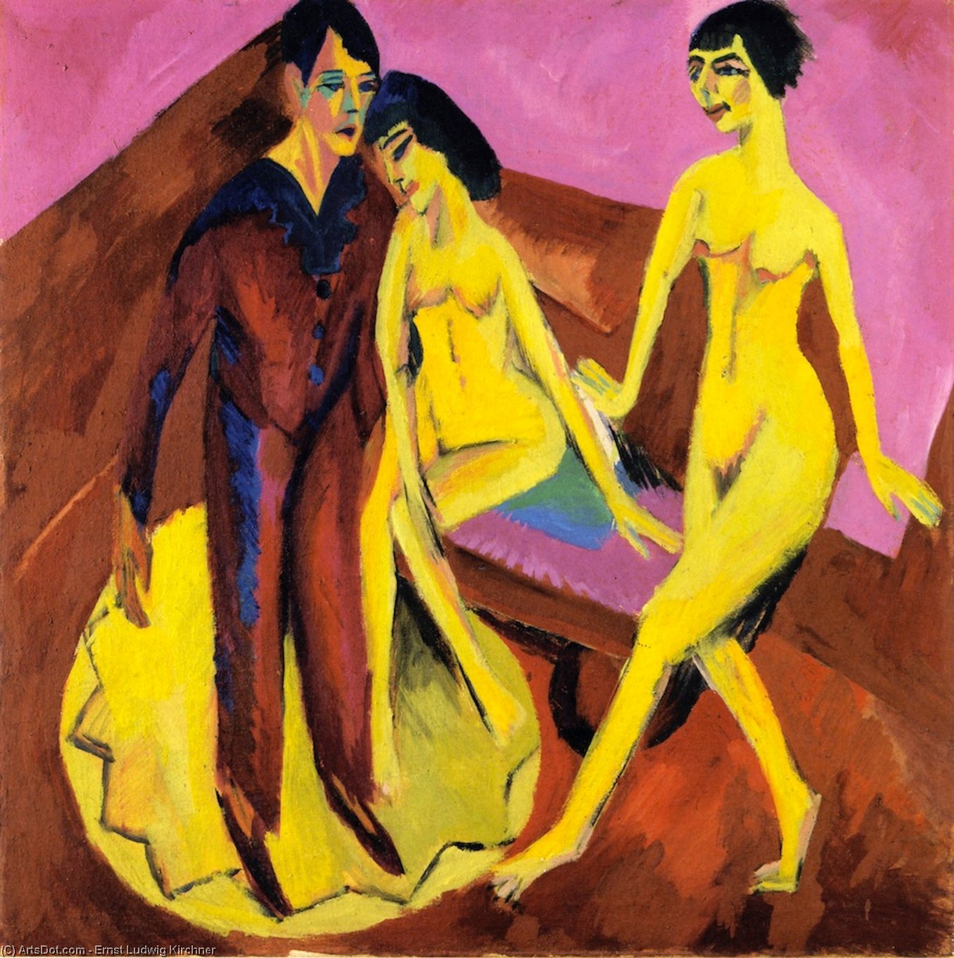 Pedir Reproducciones De Pinturas Escuela de baile (también conocida como Escena de Ballet), 1914 de Ernst Ludwig Kirchner (1880-1938, Germany) | ArtsDot.com