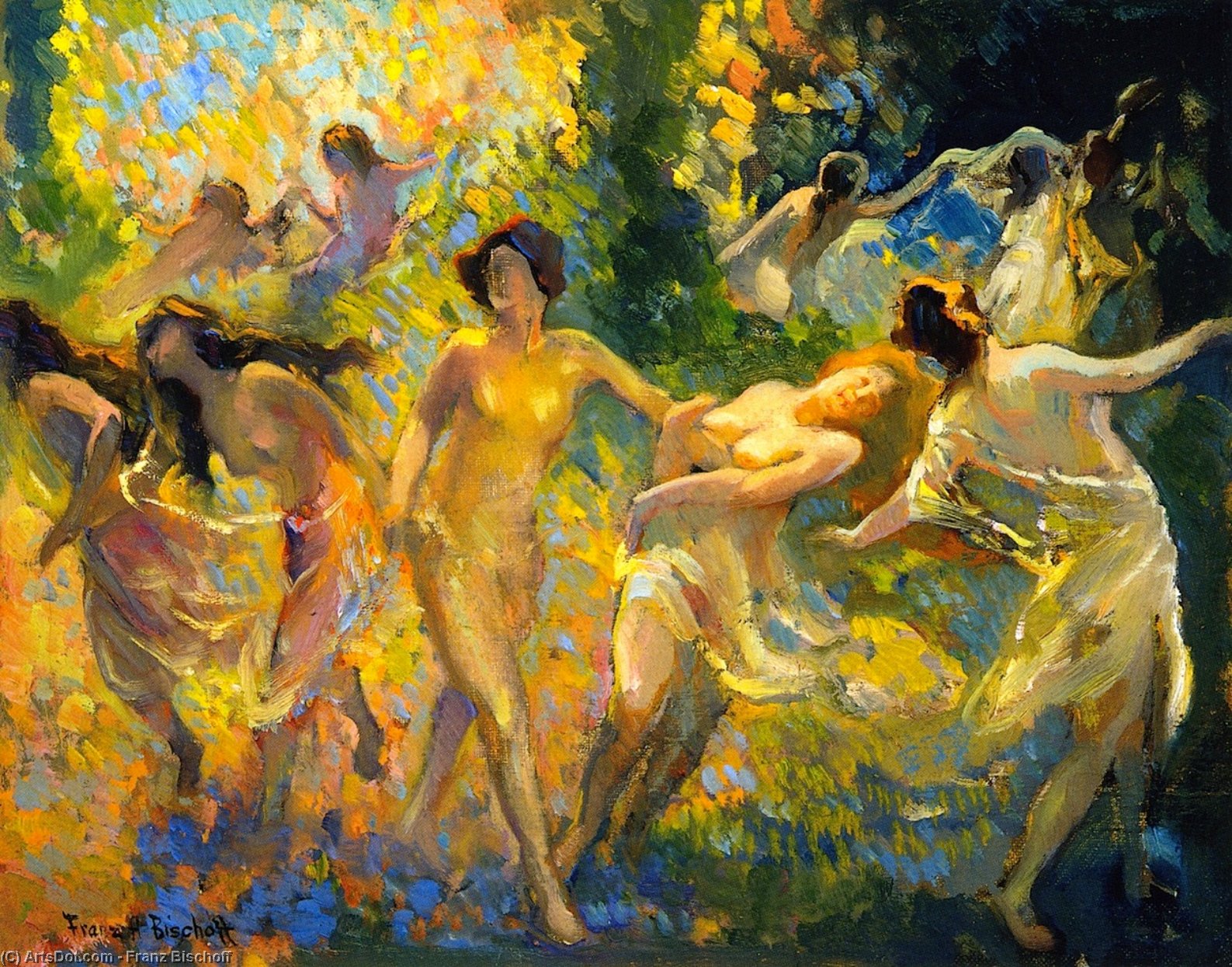Order Oil Painting Replica Dancing Women by Franz Bischoff (1864-1929, Austria) | ArtsDot.com