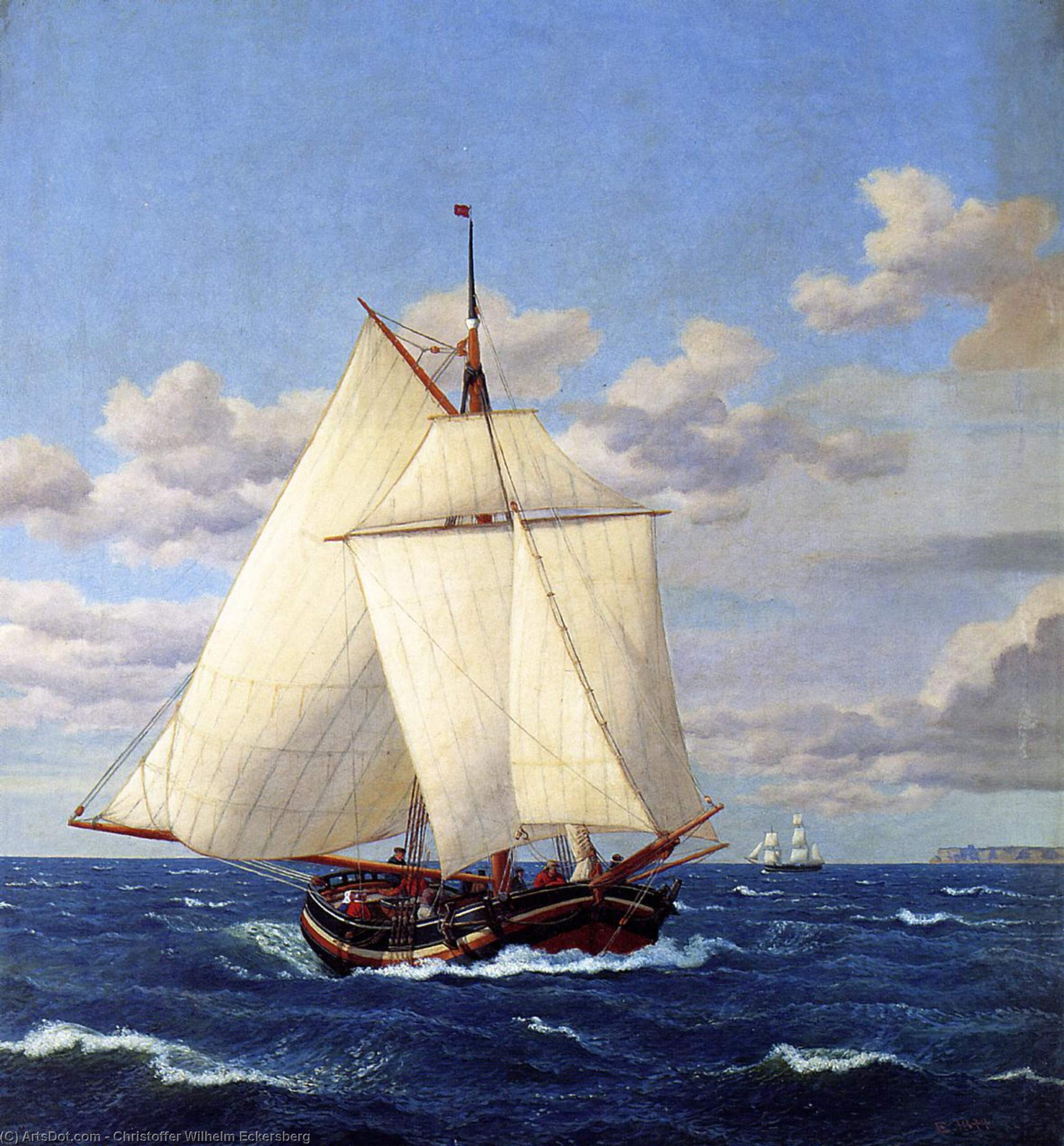 Buy Museum Art Reproductions A Danish Yacht Passing Stevns, 1843 by Christoffer Wilhelm Eckersberg (1783-1853, Denmark) | ArtsDot.com
