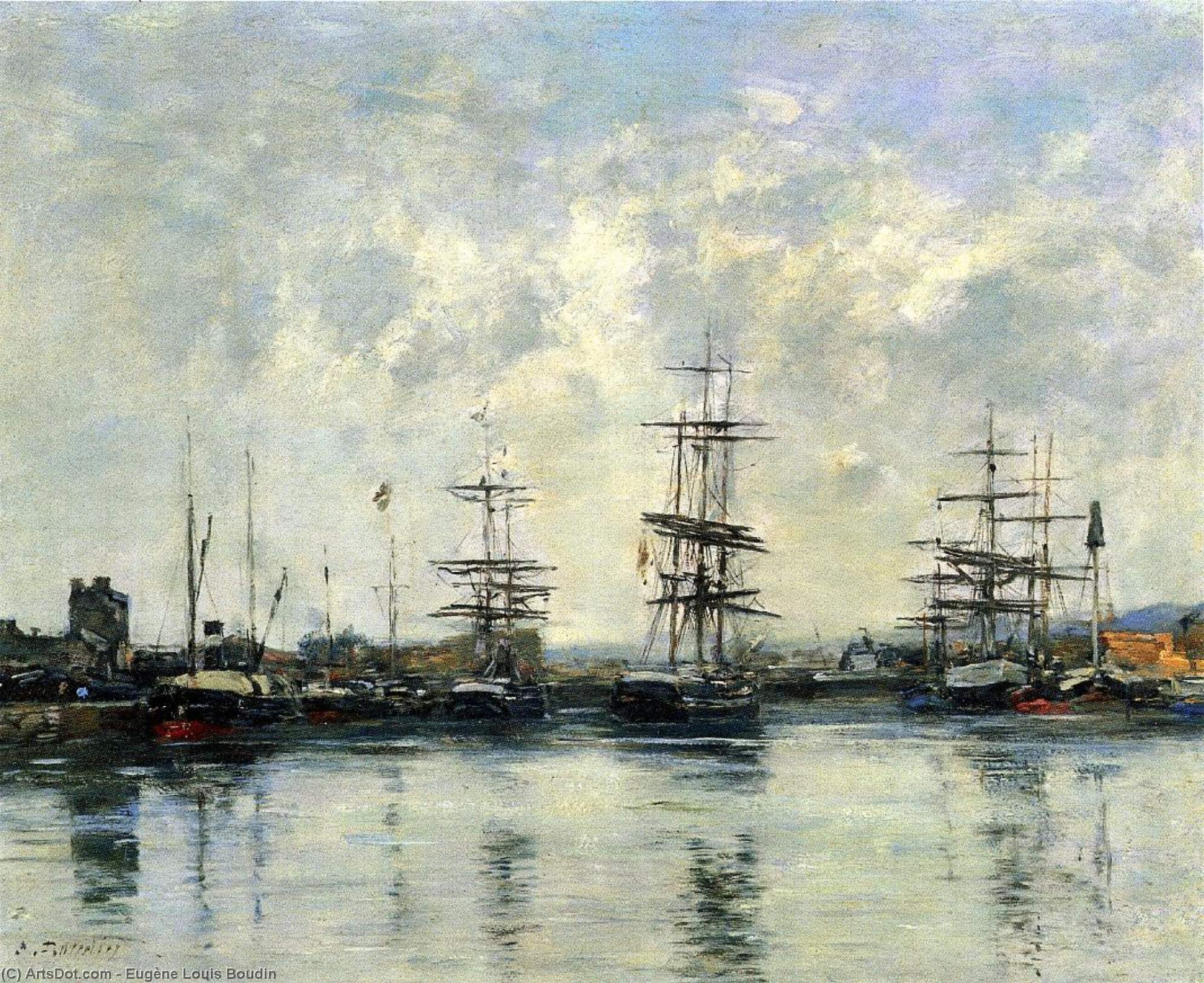 Order Oil Painting Replica Deauville, the Harbor (12), 1880 by Eugène Louis Boudin (1824-1898, France) | ArtsDot.com