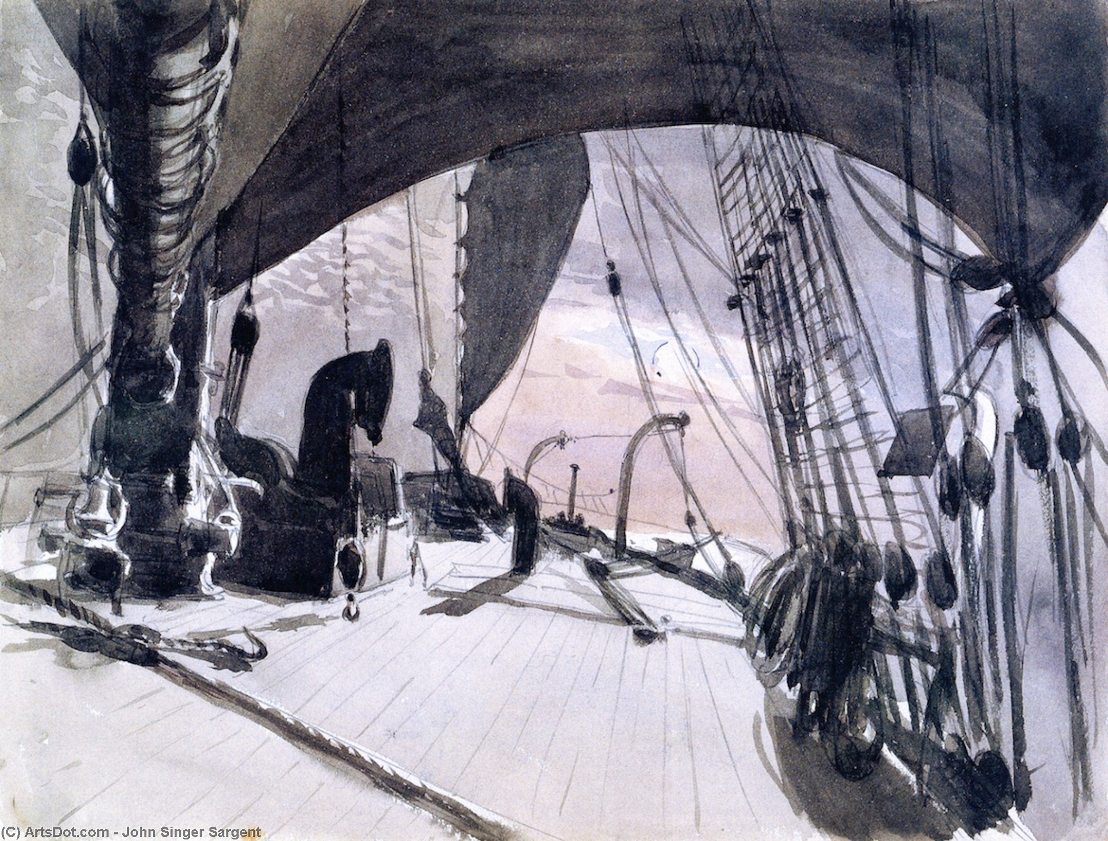 Order Art Reproductions Deck of a Ship in Moonlight, 1876 by John Singer Sargent (1856-1925, Italy) | ArtsDot.com