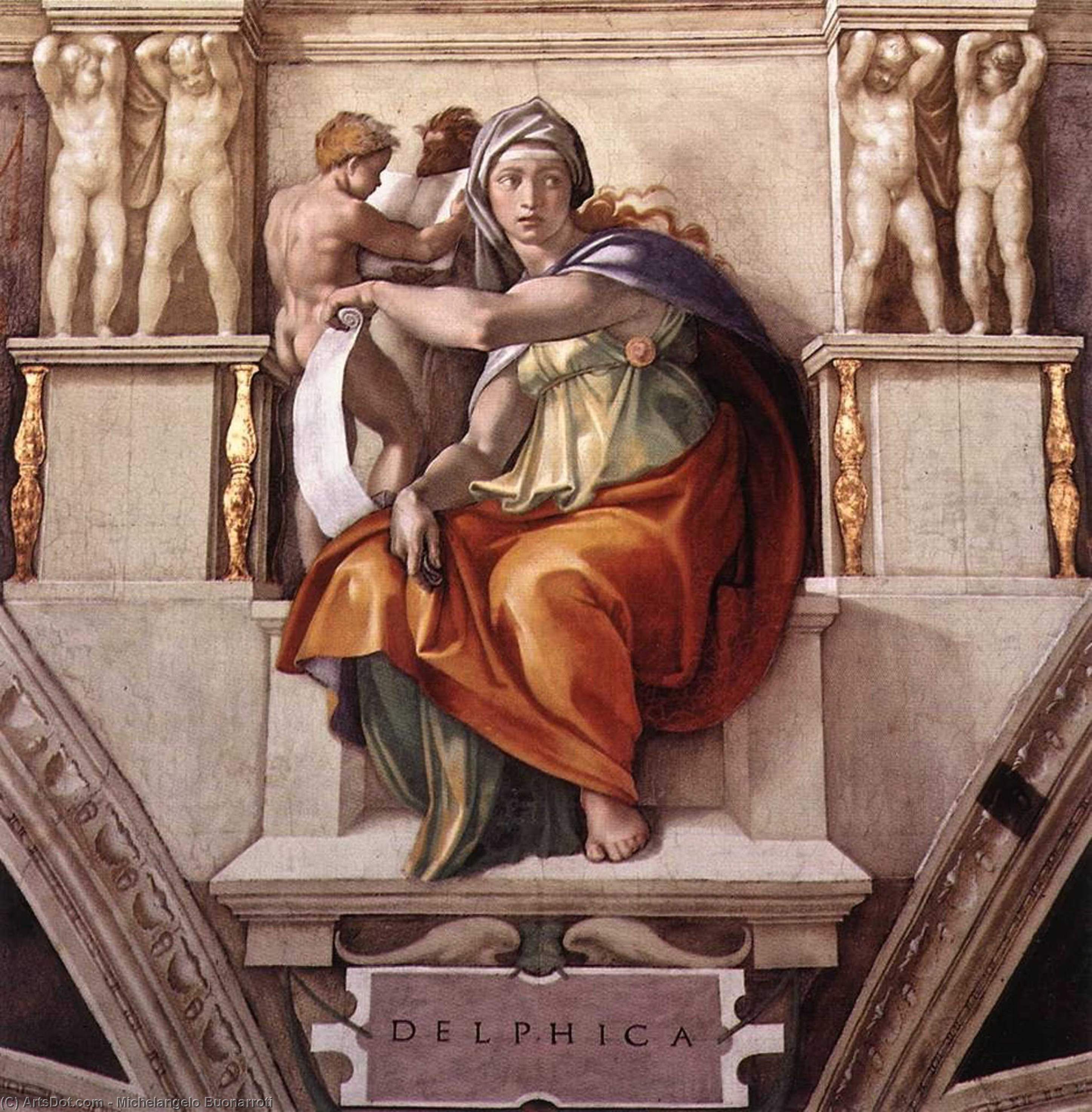 Order Oil Painting Replica The Delphic Sibyl, 1509 by Michelangelo Buonarroti (1475-1564, Italy) | ArtsDot.com