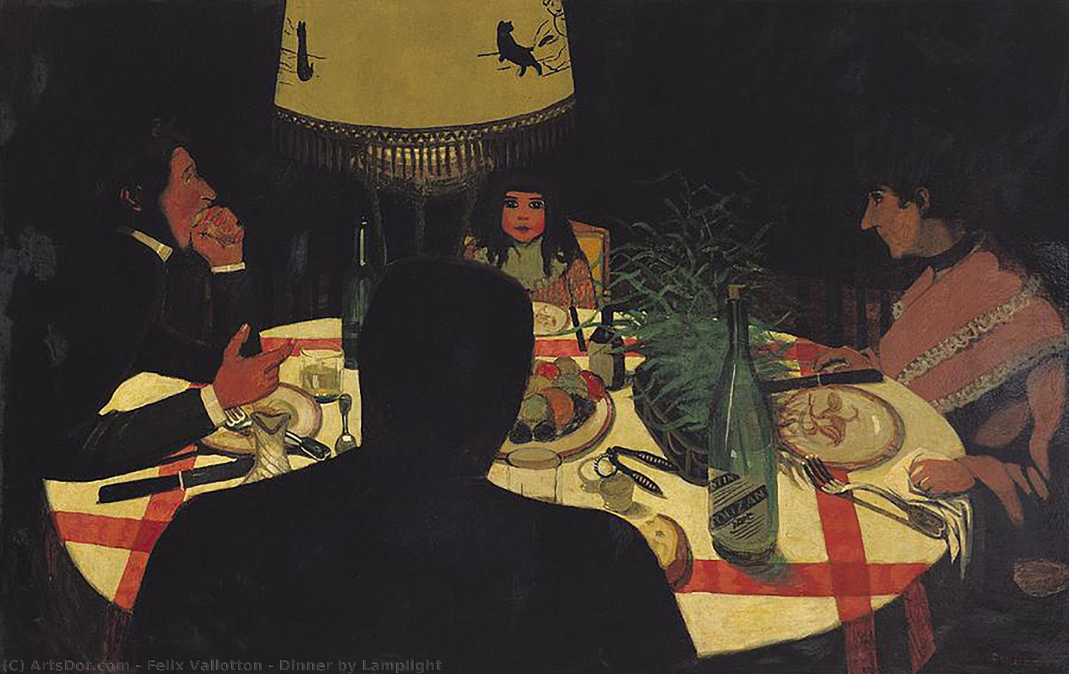 Order Paintings Reproductions Dinner by Lamplight, 1900 by Felix Vallotton (1865-1925, Switzerland) | ArtsDot.com