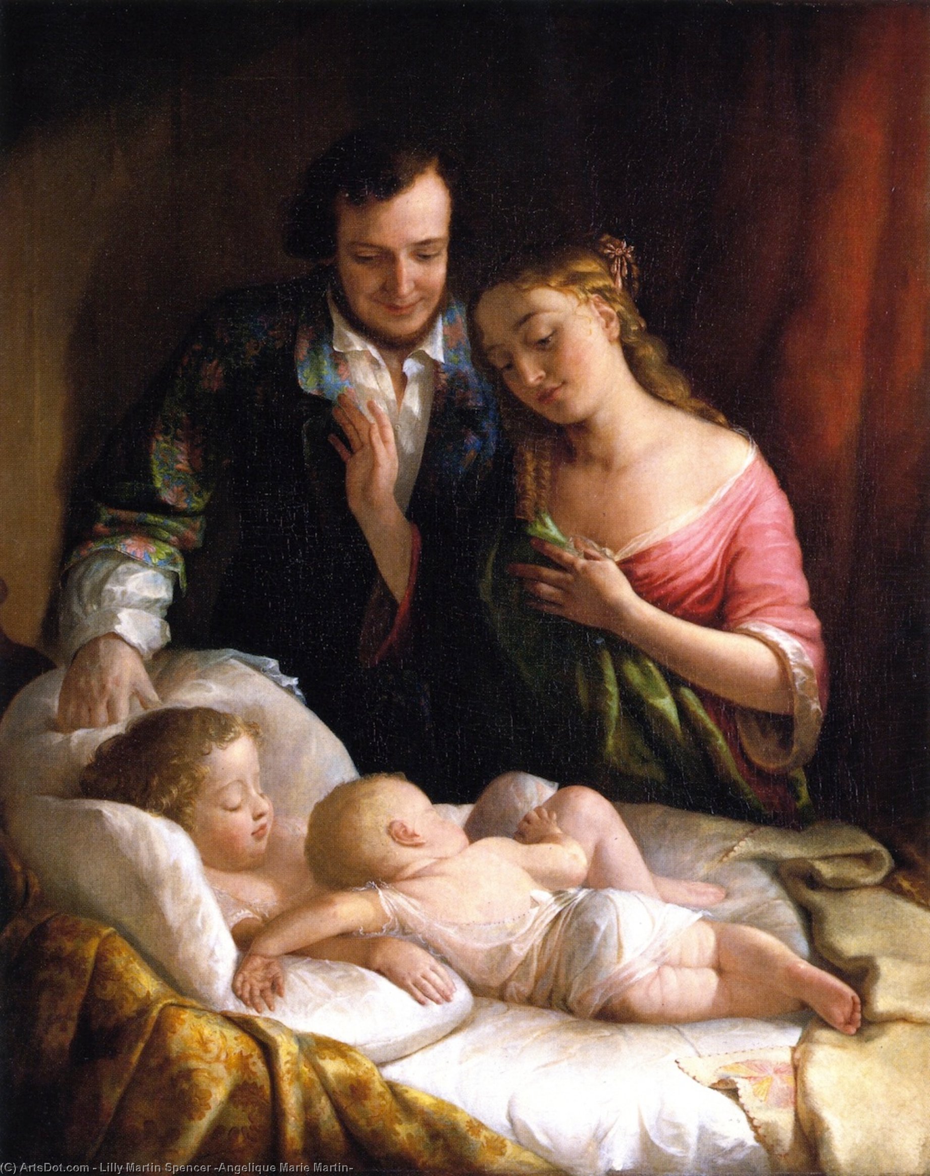 Order Oil Painting Replica Domestic Happiness, 1849 by Lilly Martin Spencer (Angelique Marie Martin) (1822-1902, United Kingdom) | ArtsDot.com