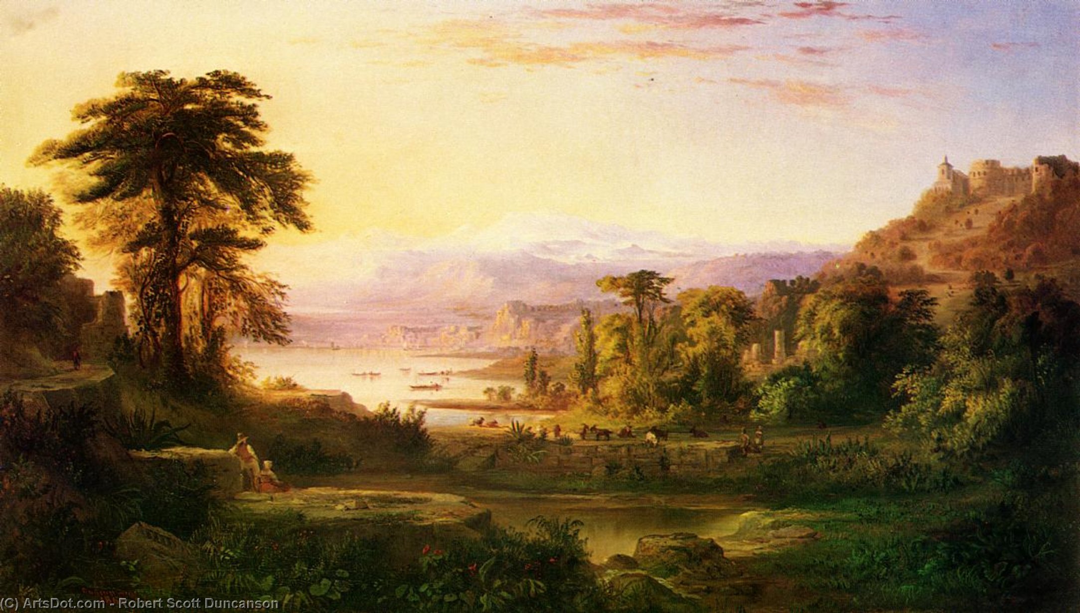 Order Oil Painting Replica A Dream of Italy, 1865 by Robert Scott Duncanson (1821-1872, United States) | ArtsDot.com