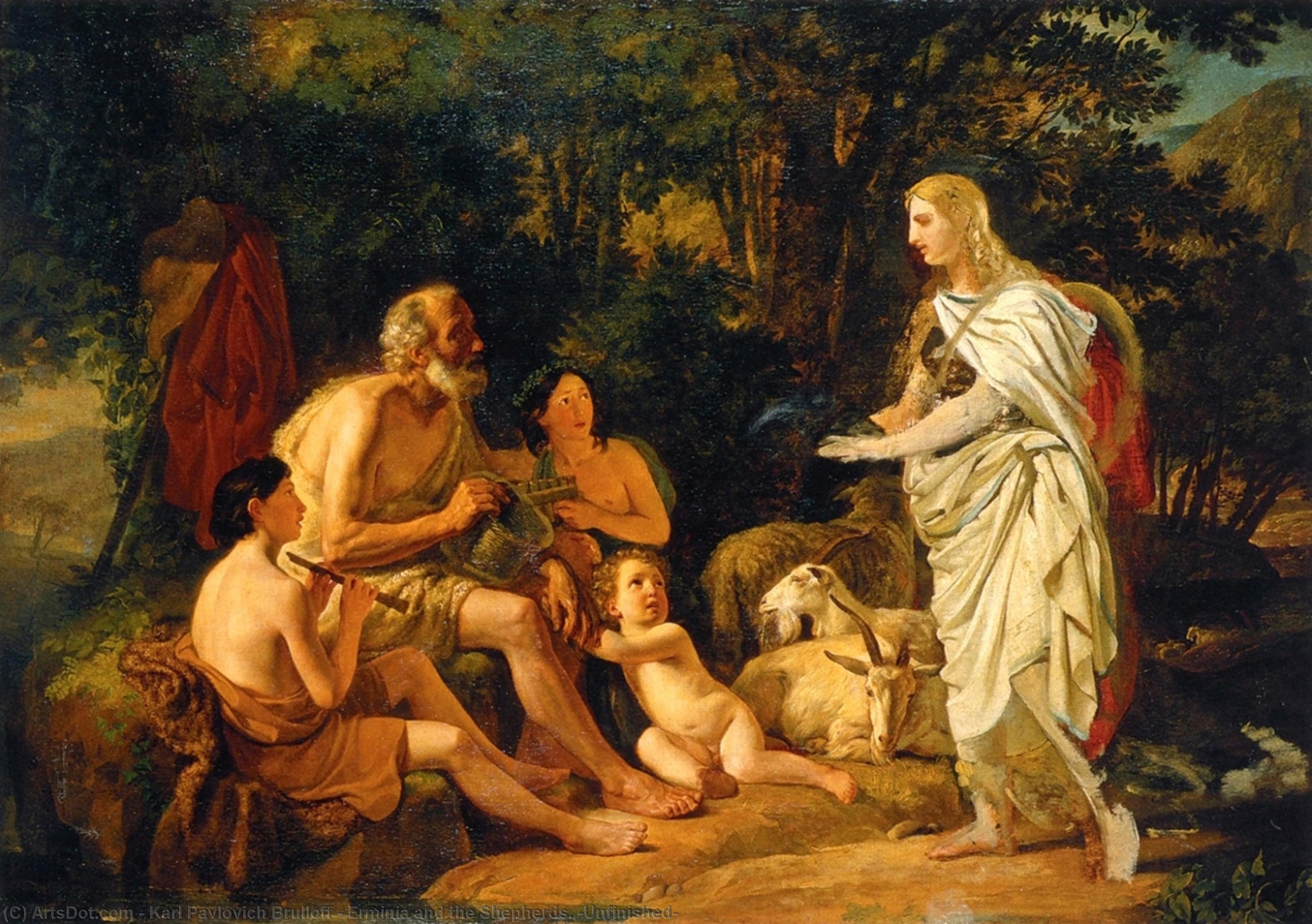 Buy Museum Art Reproductions Erminia and the Shepherds. (Unfinished), 1824 by Karl Pavlovich Brulloff (1799-1852) | ArtsDot.com