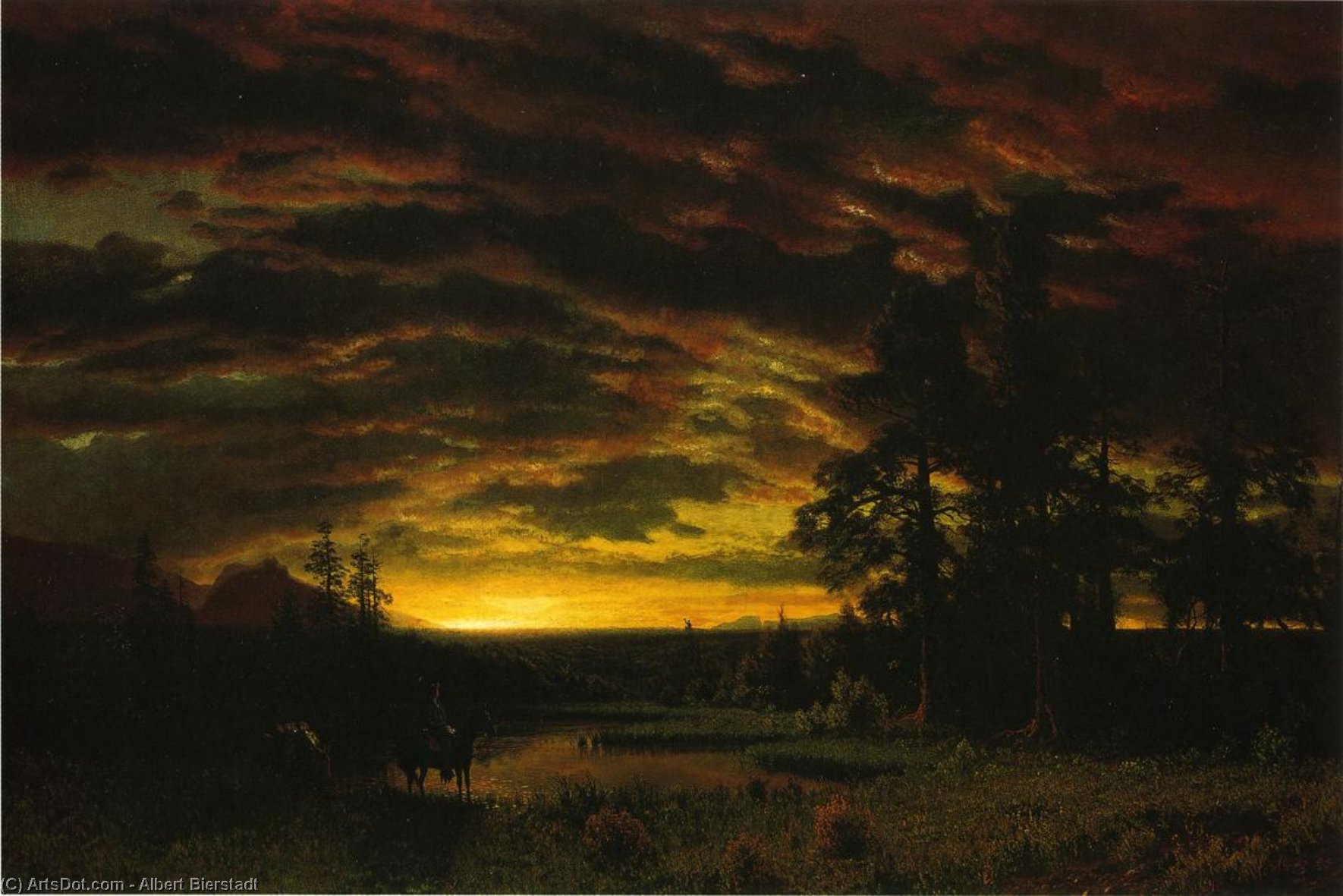 Buy Museum Art Reproductions Evening on the Prairie, 1870 by Albert Bierstadt (1830-1902, Germany) | ArtsDot.com